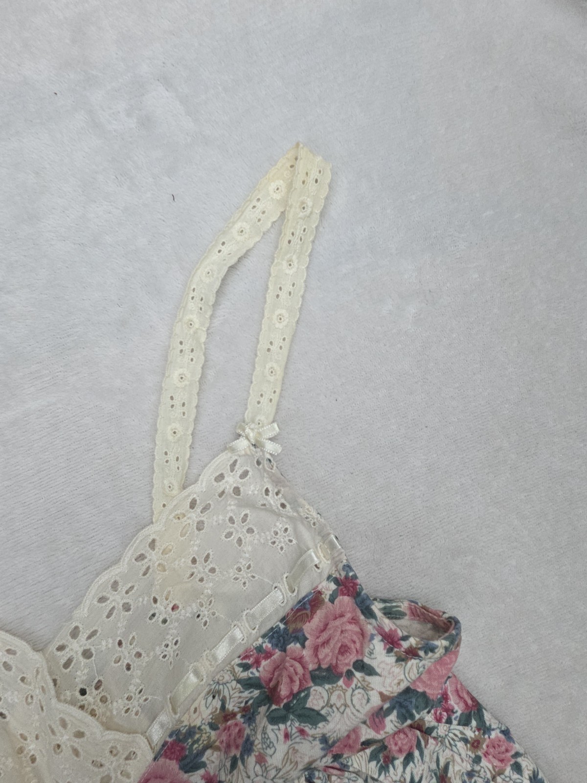 Vtg 90s Cottage Rose Romantic Eyelet Lace Victoria Secret Babydoll Nightgown M