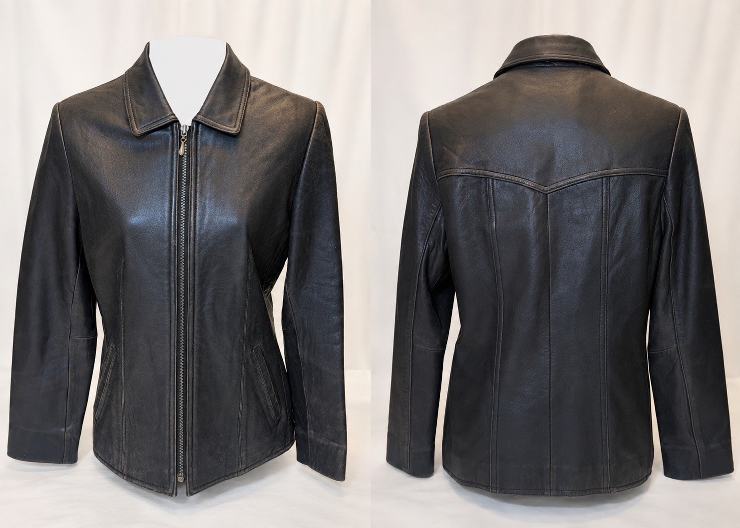 Vintage Lord & Taylor Brown Leather Jacket Size 4 90s Y2K Minimalist Indie Sleek