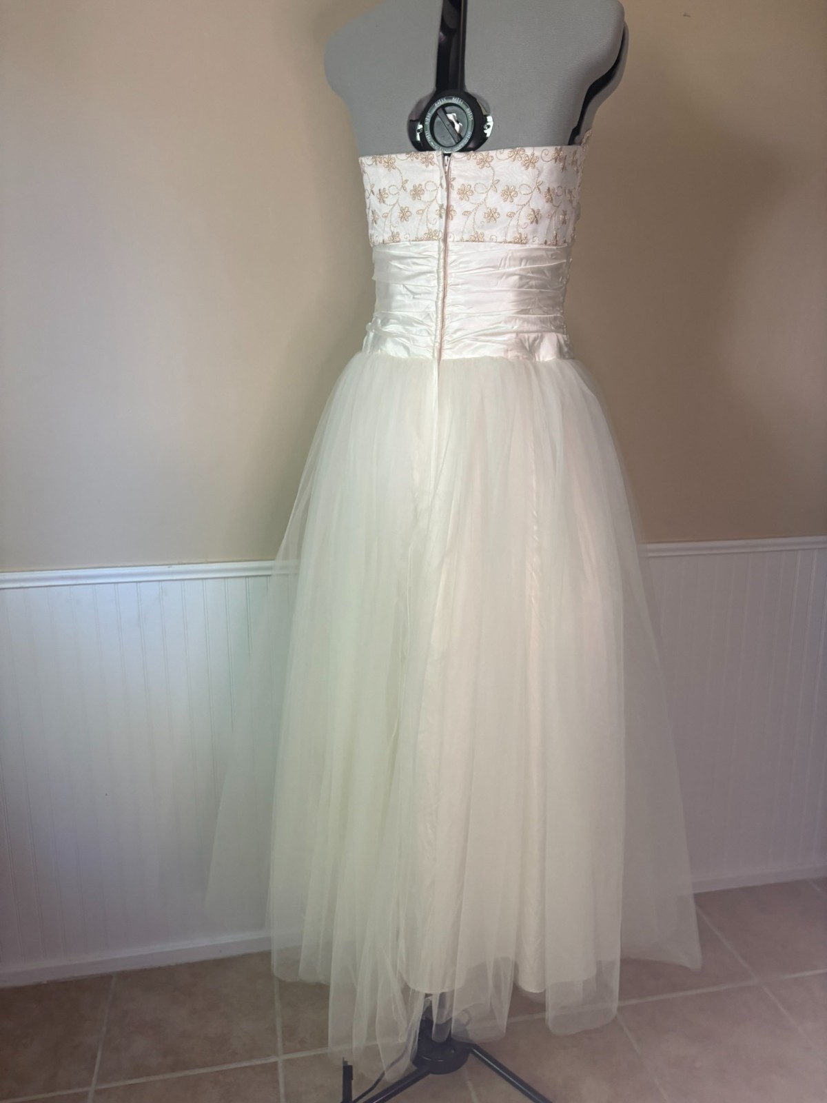 Vintage 1980s Jessica McClintock Gunne Sax White Strapless Princess – Size 9/10