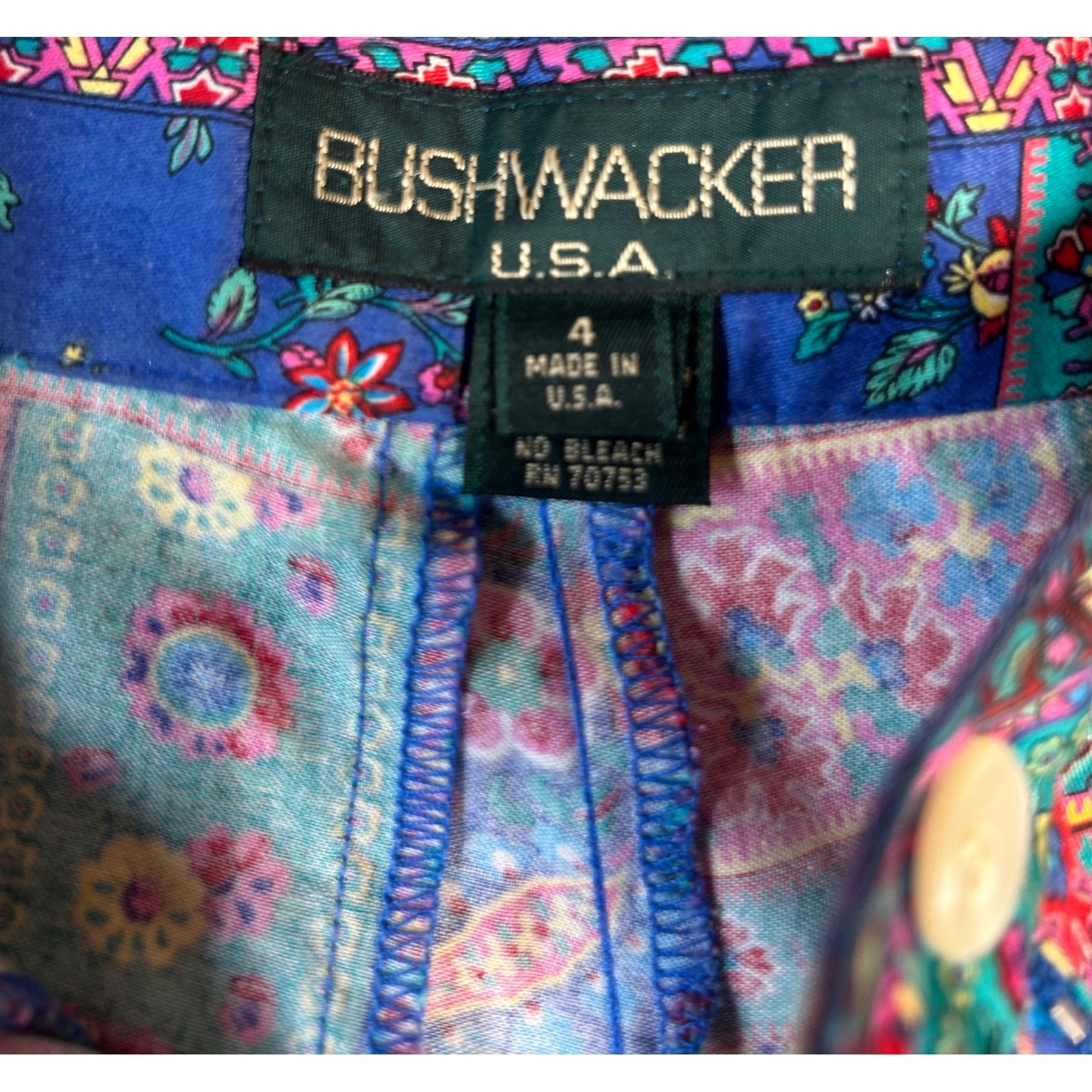 Bushwacker USA Vintage Patchwork Floral Shorts Multi Color Womens Size 4