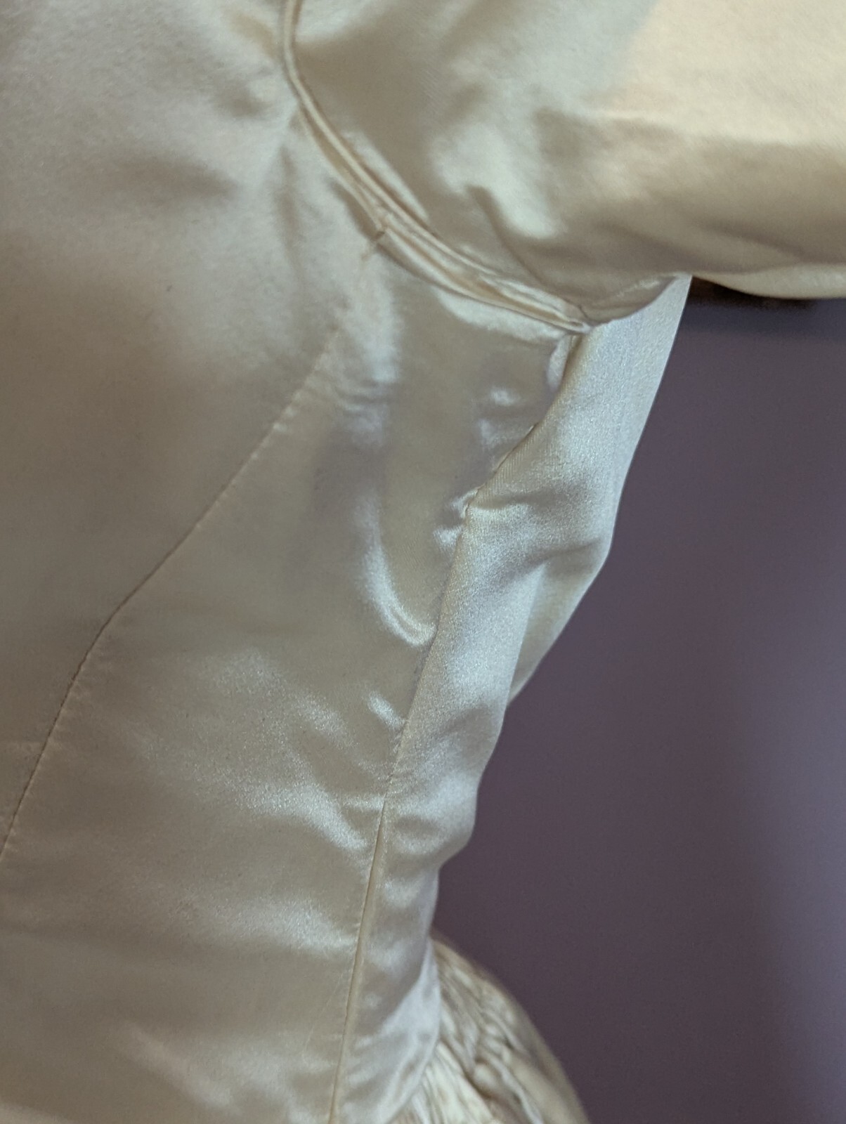RARE Elegant Antique ca 1850’s Silk/Satin Wedding Dress Gown Handmade Museum