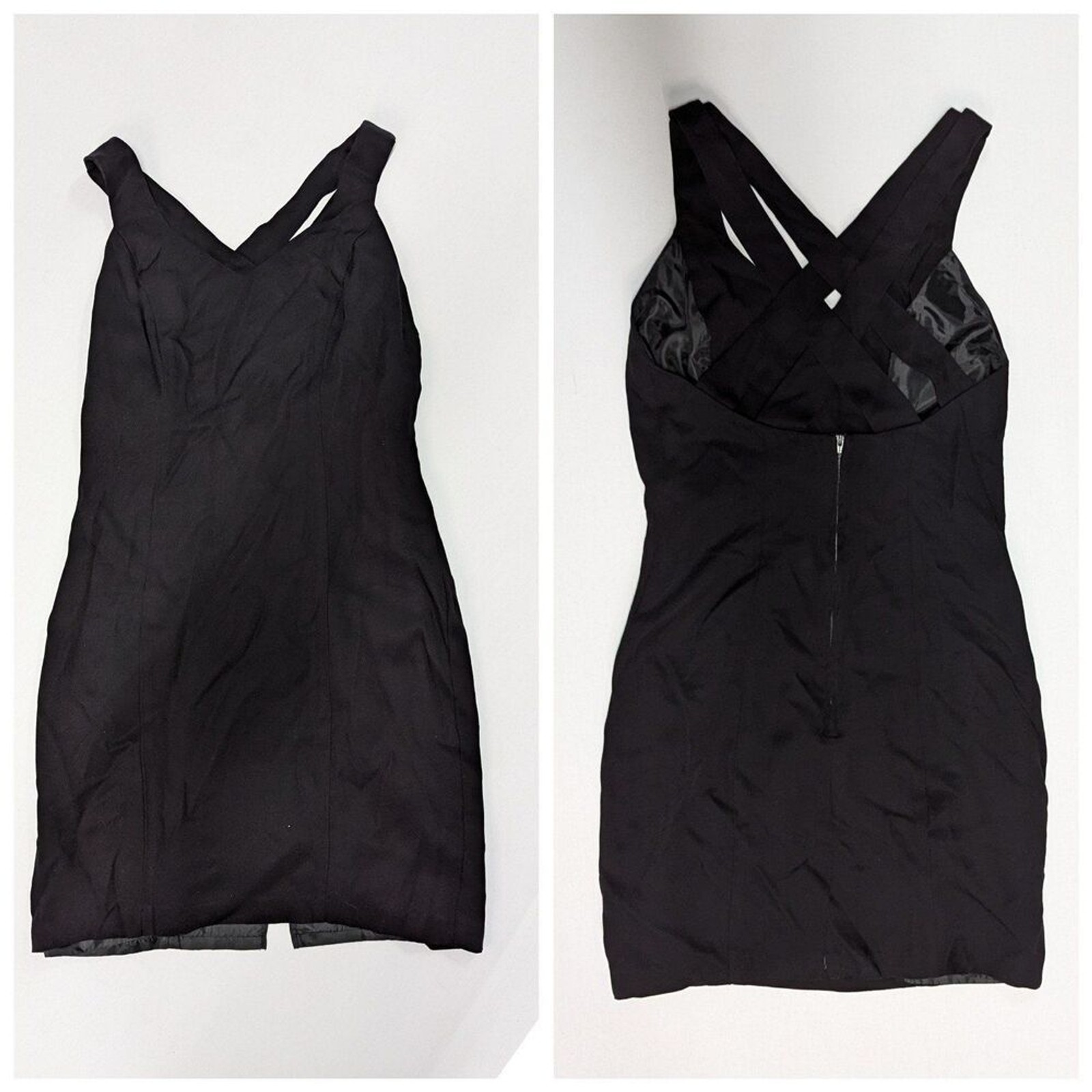 Vintage Minimalist LBD Strappy Mini Black Dress Miss Ashlee California Size 6
