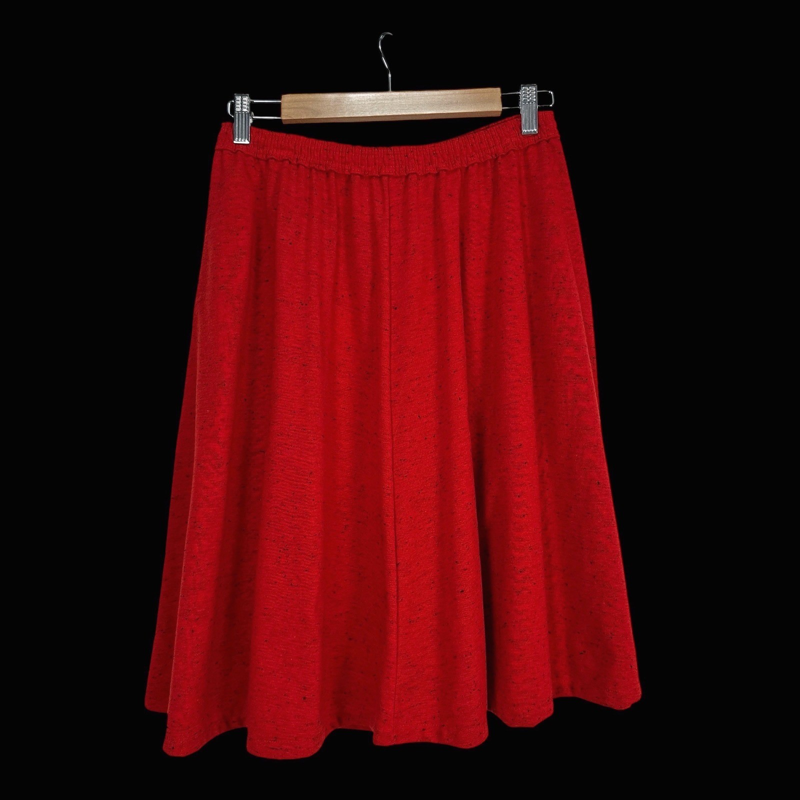 Vintage MoonCraft Red Speckled Midi Skirt Elastic Waist Made in USA Skater Med