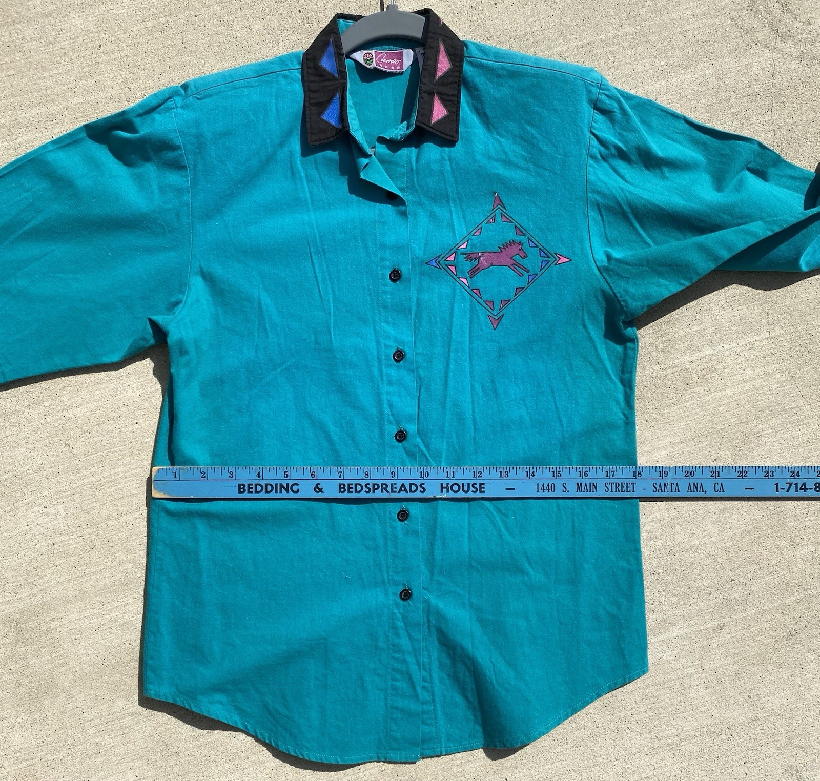 Vtg Cameo Rose Western Southwestern Shirt Top Blouse Horses 80s 90s Cowgirl XS