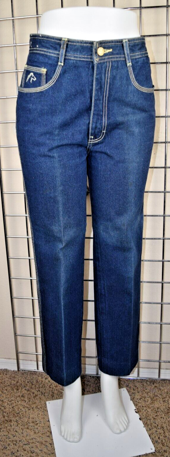 Vintage Jeans Jordache Horsehead Size 32 80s Blue Yellow Stitch High Waist