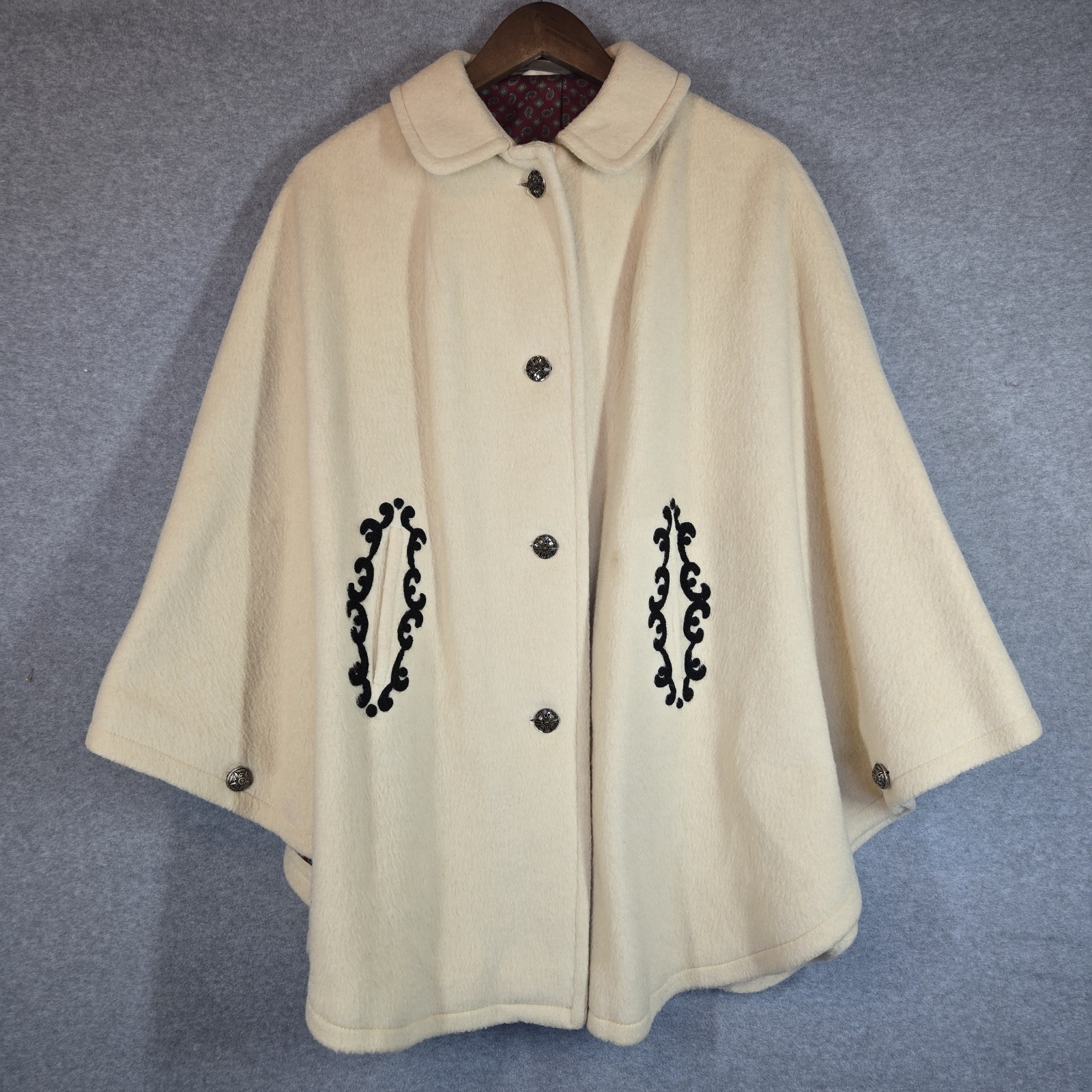 Vintage Spezial Loden Heavy Wool Cape Trachten Austrian Alpine Style