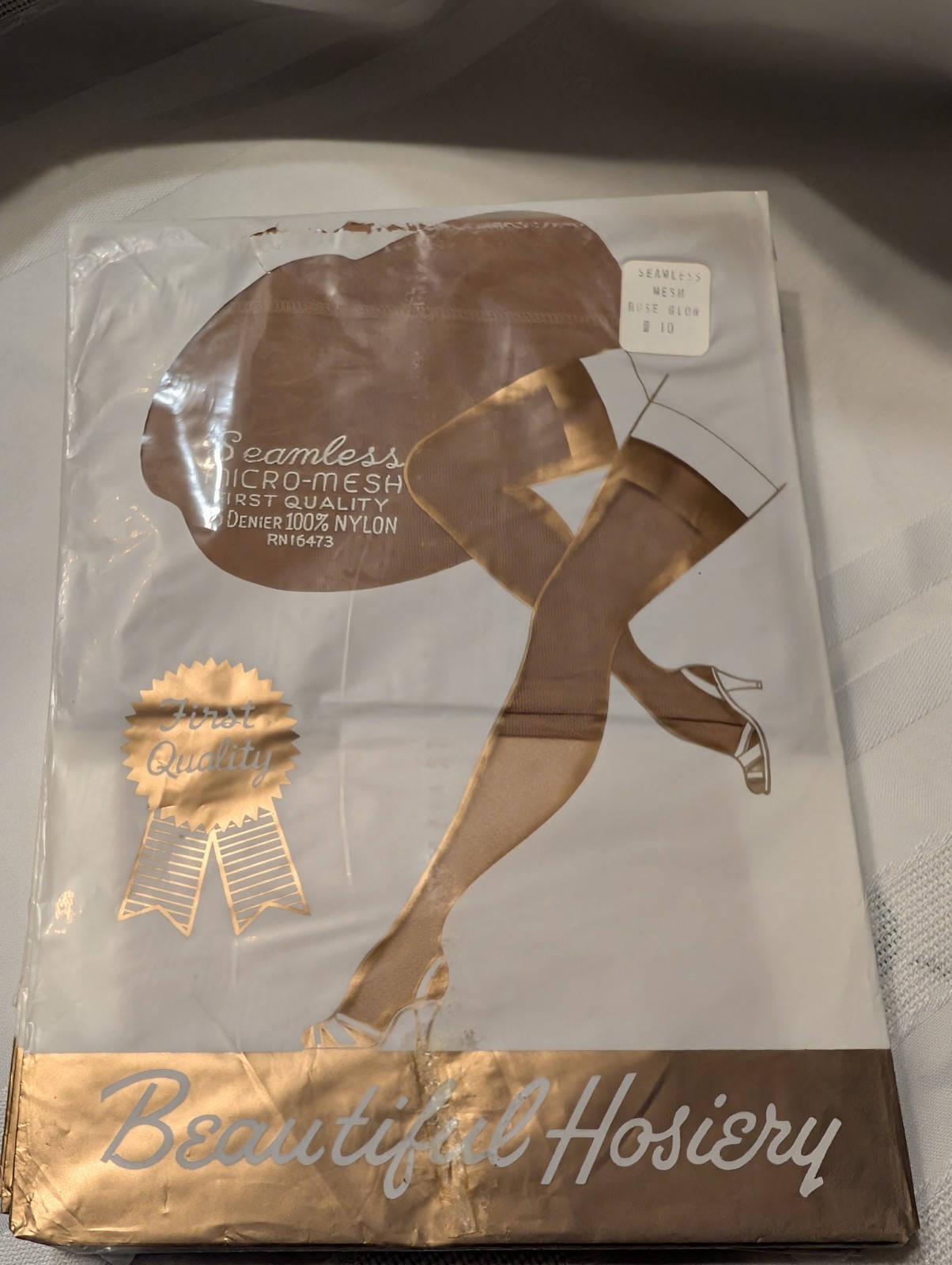 VTG Beautiful Hosiery Seamless Stockings Size 10 Rose Glow