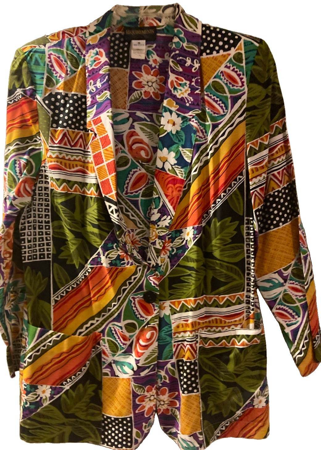 Vintage 80s Bright Multi Colored Blazer by Requirement Size 10 Women’s Jacket