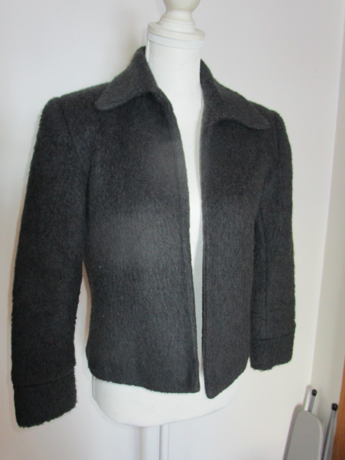 Adolfo Studio Petite Plush Cropped Wool Blend Lined Blazer Jacket Size 4P
