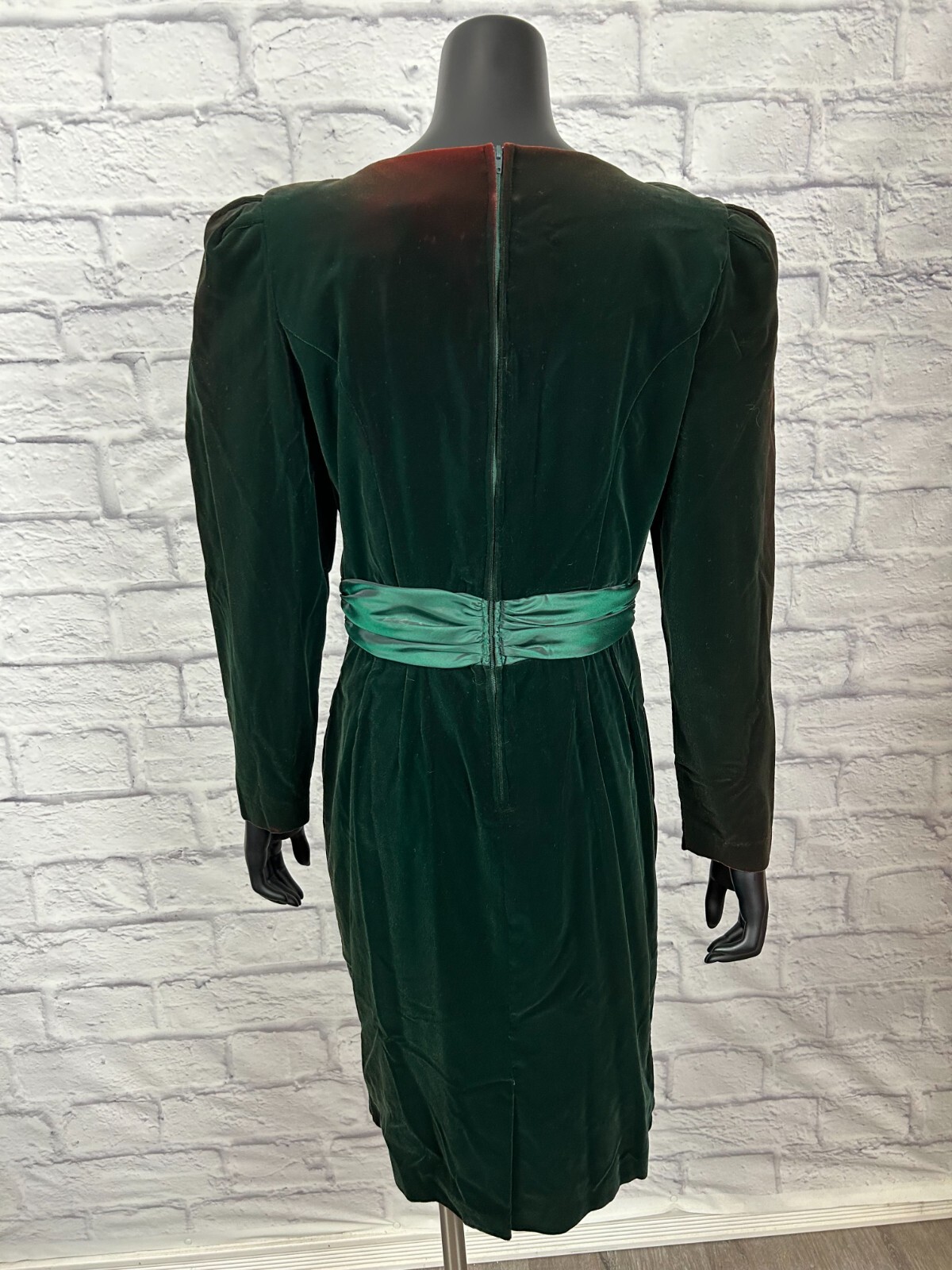 Jessica Howard Long Sleeve Sweetheart Velvet Green Women’s Size 12 Vintage 90s