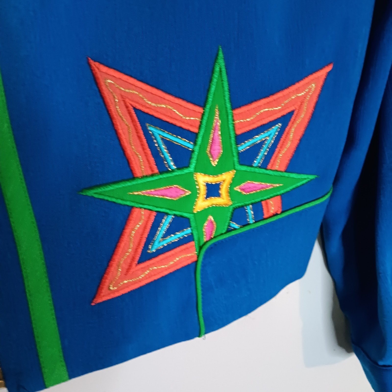 Vintage City Girl Nancy Bolen Western Rodeo Star Embroidered Jacket Blue M Y2K