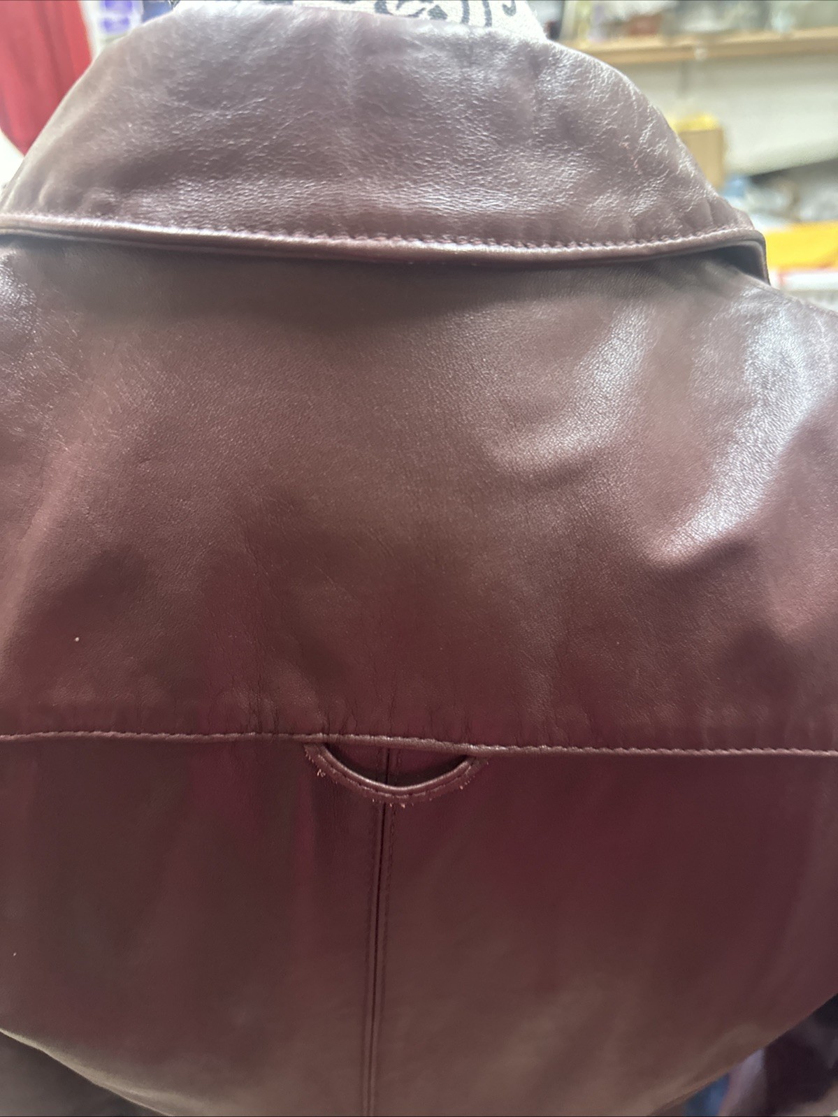 Vintage Etienne Aigner Jacket Red Burgundy Leather Collared Size 12