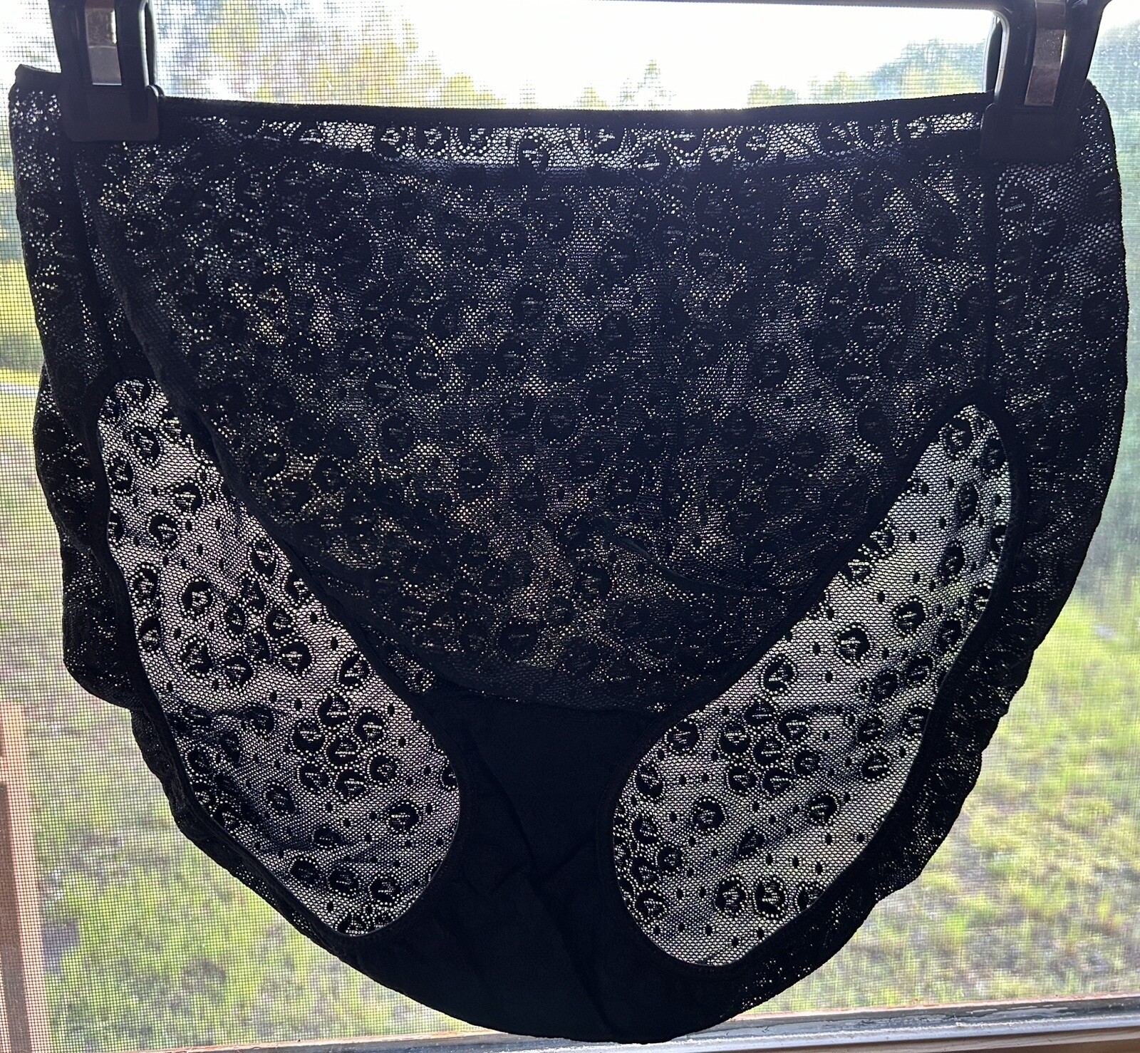 Vtg NWOT Vtg VANITY FAIR 13130 Sheer Geometric Lace Hi-Leg 8/46 Brief Panties #5
