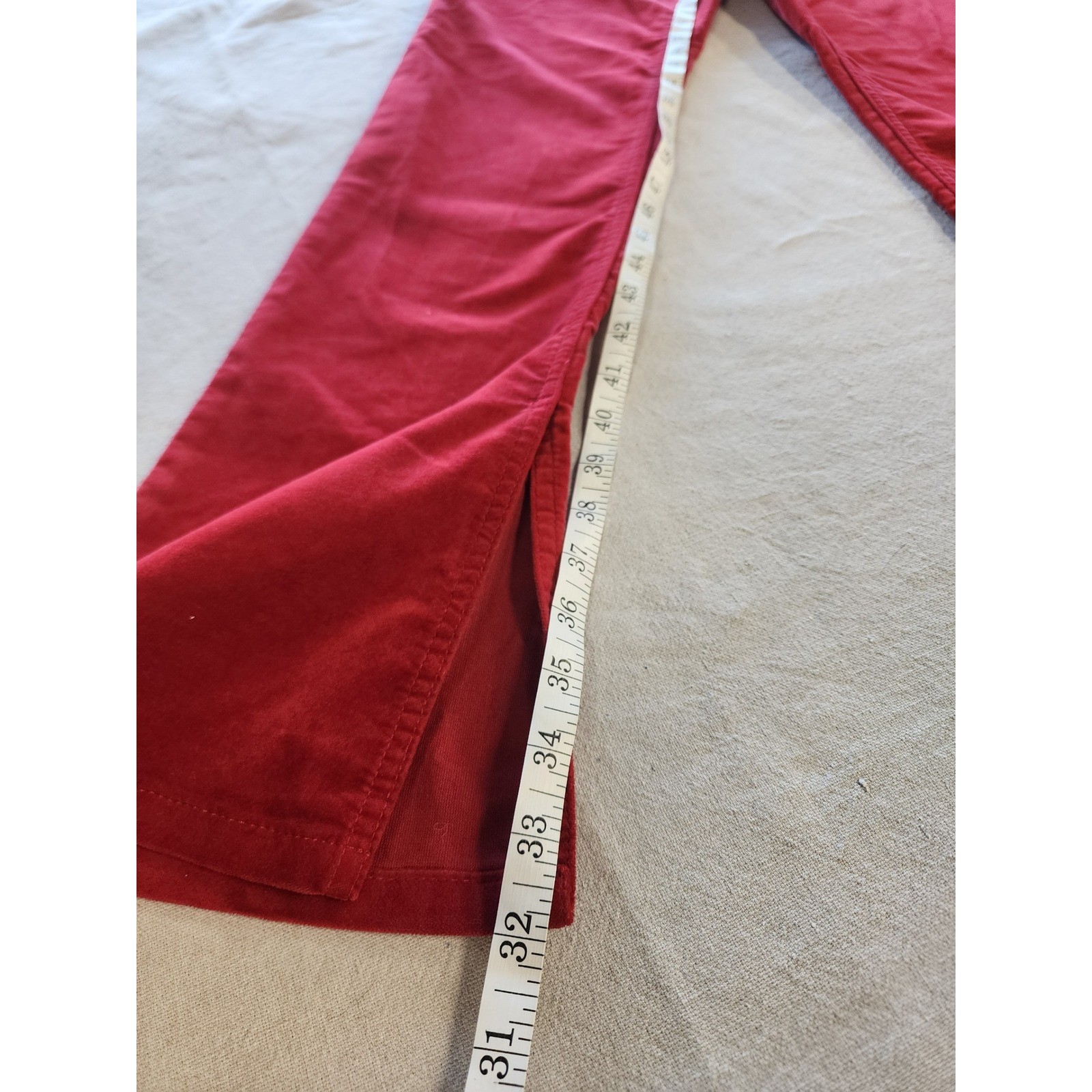 BR Red Velvet Split Inner Hem Pants Y2K Holiday boho indiesleaze festival party