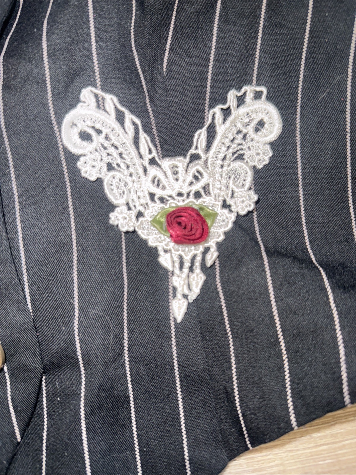 VTG 80s Blondie and Me Black Pinstripe Novelty Vest made in USA size 5–6
