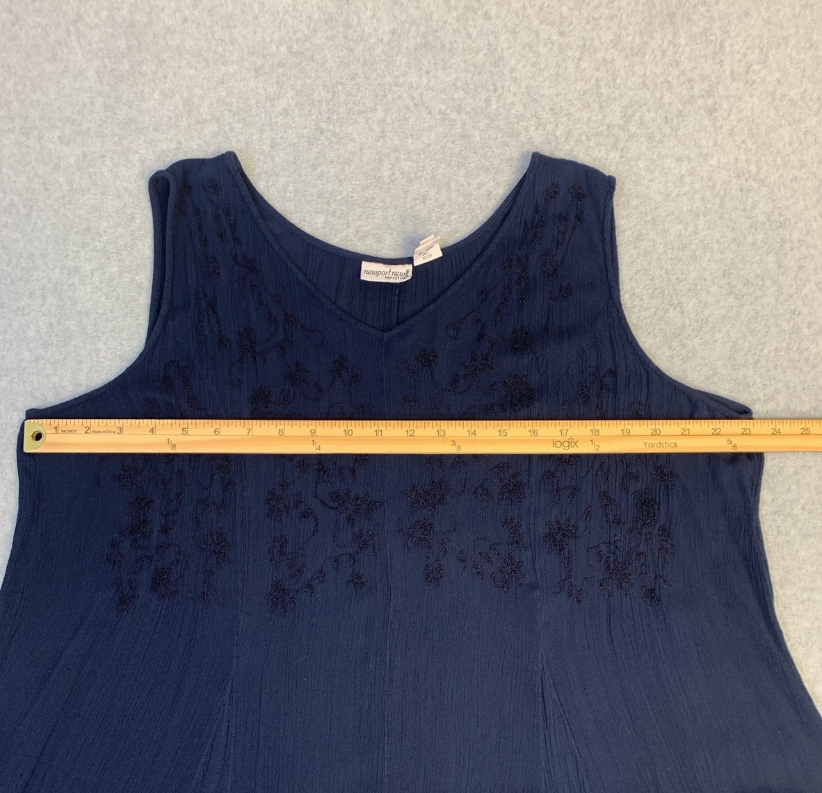 VTG Newport News Maxi Dress Womens 3X Blue Sleeveless Beachy Coastal Vacation