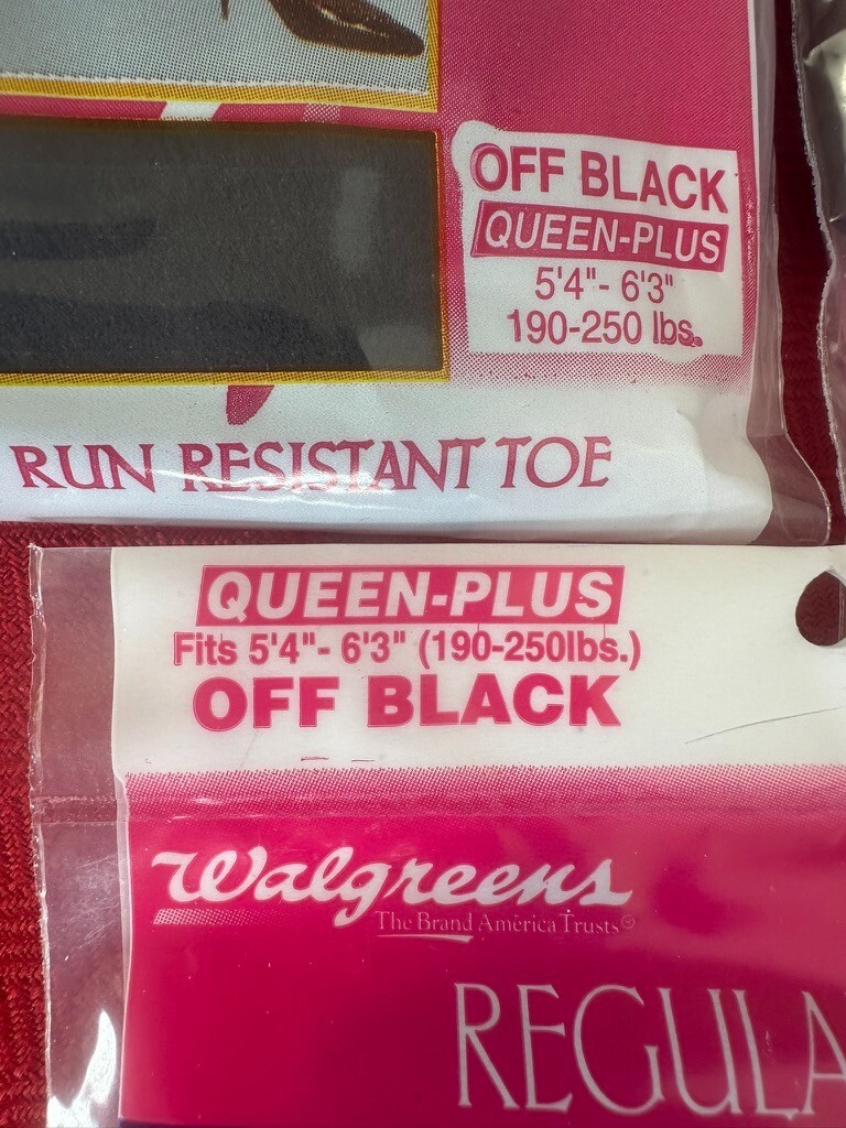 3 LOT Vintage Walgreens Panty Hose 5’4″-6’3″ Off Black Sandalfoot Run-resist