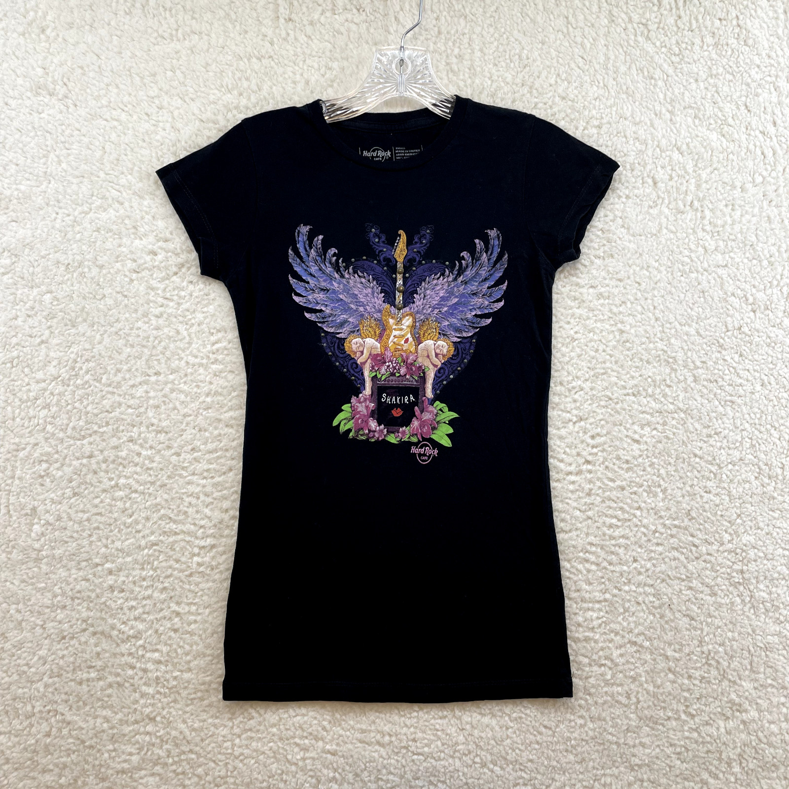 Y2K Vintage Hard Rock Shirt XS Small Shakira Studded Bling Cyber Tattoo Moto
