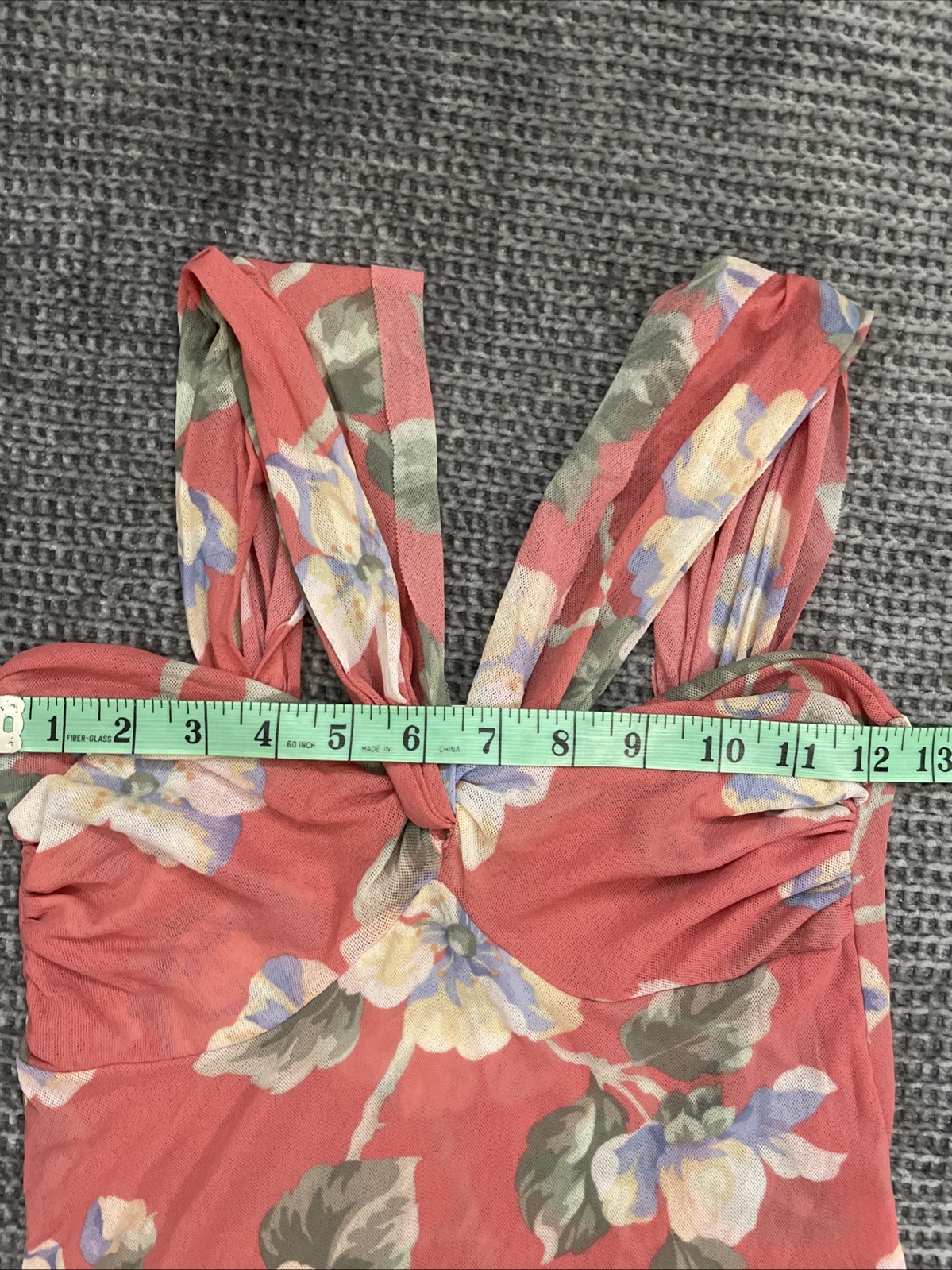 VTG Y2K Sweet Pea Floral Nylon Mini Dress Size Small Summer