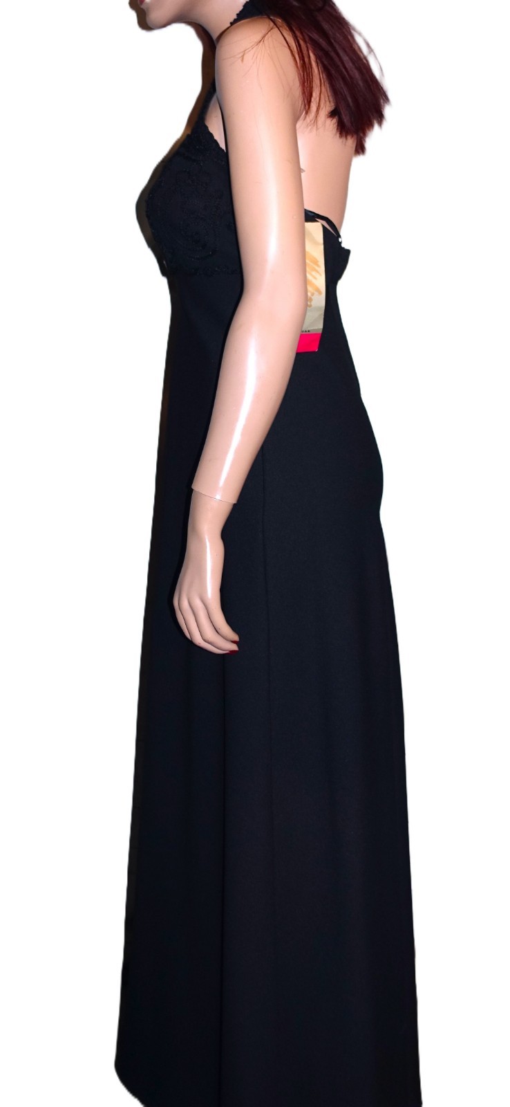 Vintage L.A. Glo Black Embroidered Bodice Maxi Dress 5/6 NWT