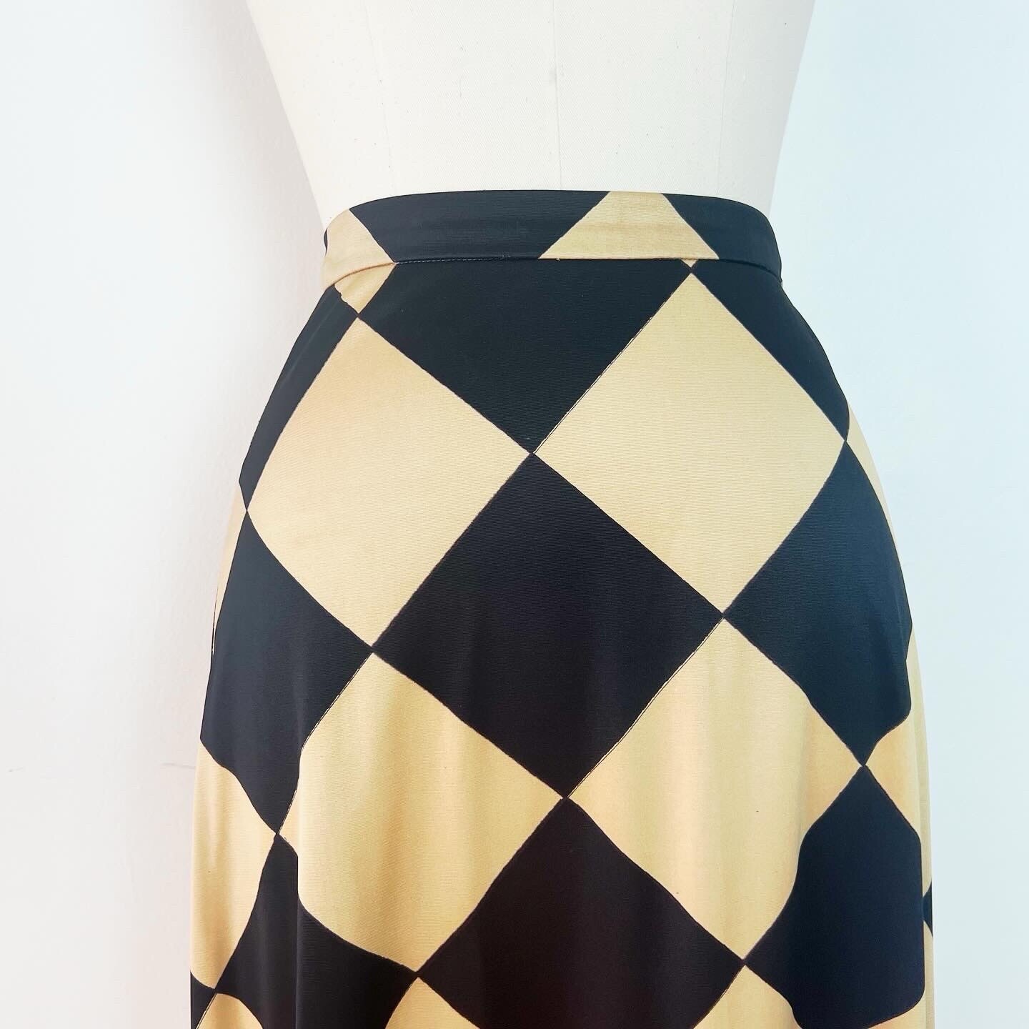 Mr. Dino SIGNED 60’s 60s 70’s 70s Vintage Diamond Rose Print Maxi Skirt 27w S M