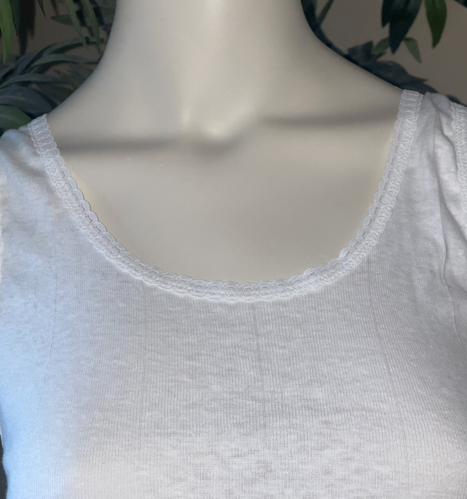 Vintage Y2K 90s Junior Girls Small Cotillion White Tank Top Lace 100% Cotton USA