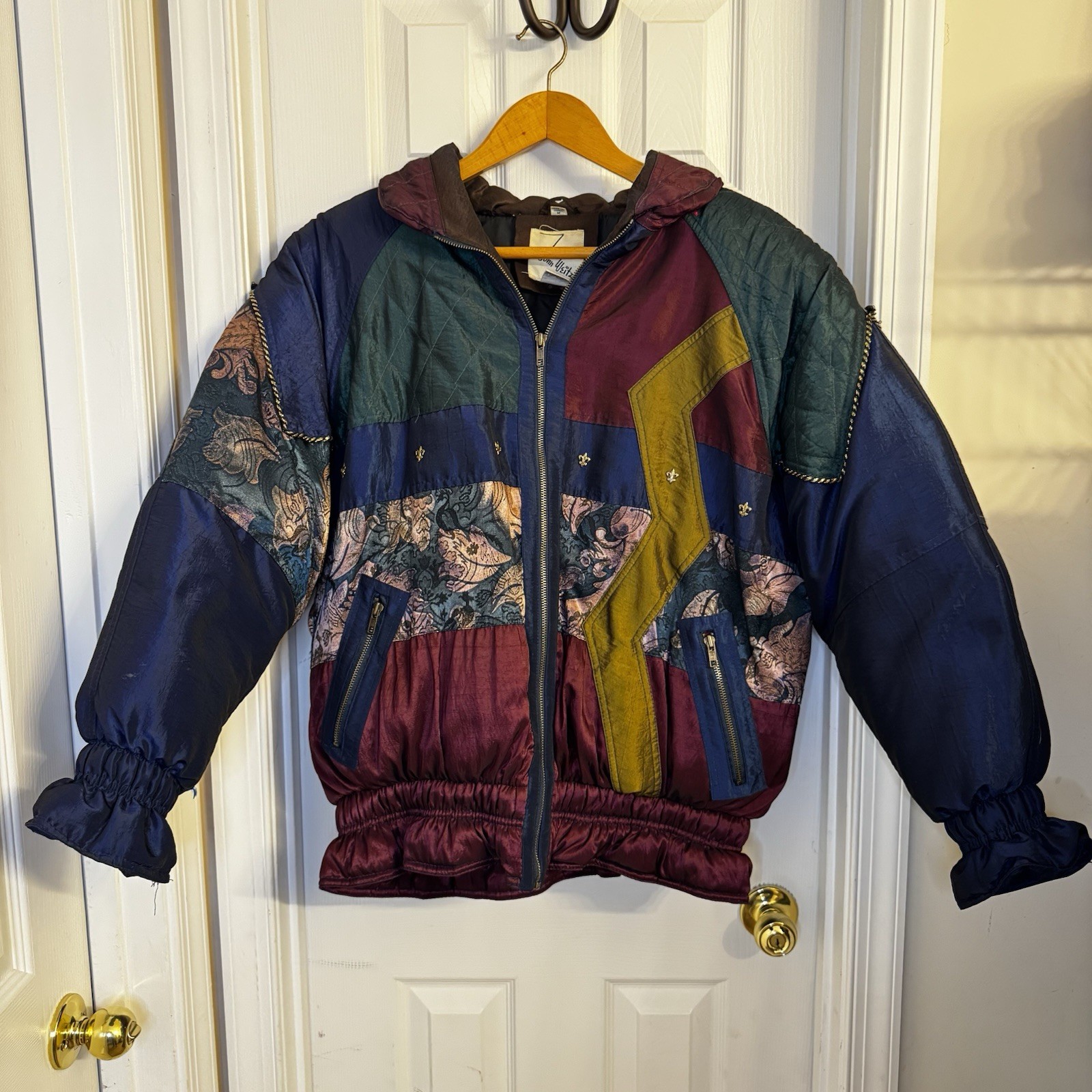 John Weitz Multicolor Colorblock Jacket M Nylon Polyester Vintage RN12739