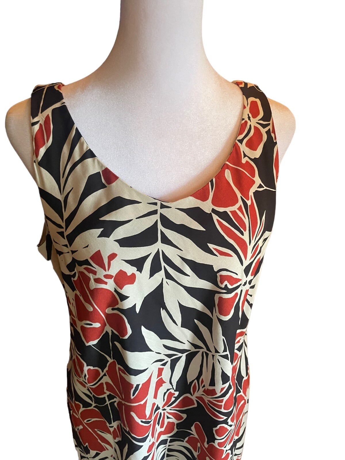 Vintage Nani of Hawaii Dress Tropical Hawaiian Knee Length Sz Small Tan Floral