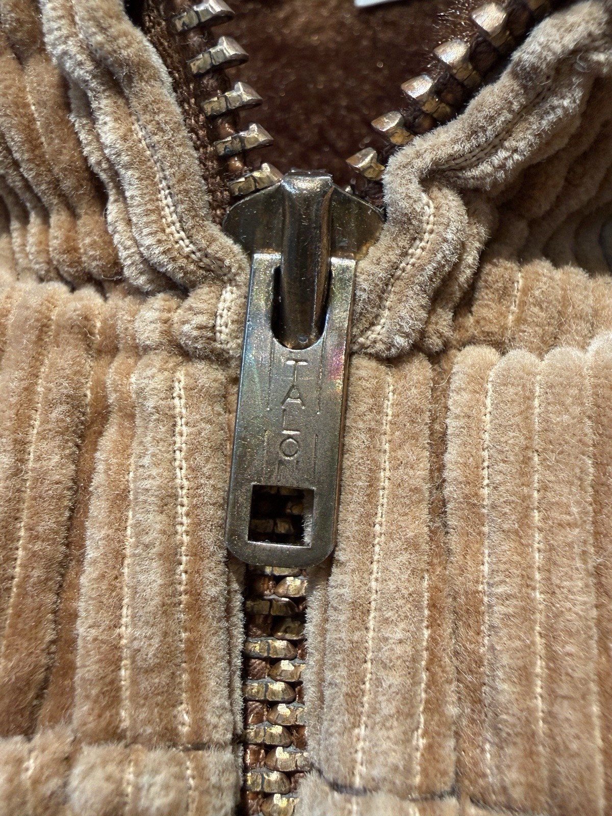 Vintage Cooper Corduroy fur sherpa Lined Jacket Talon Zipper Brown Coat Women 14