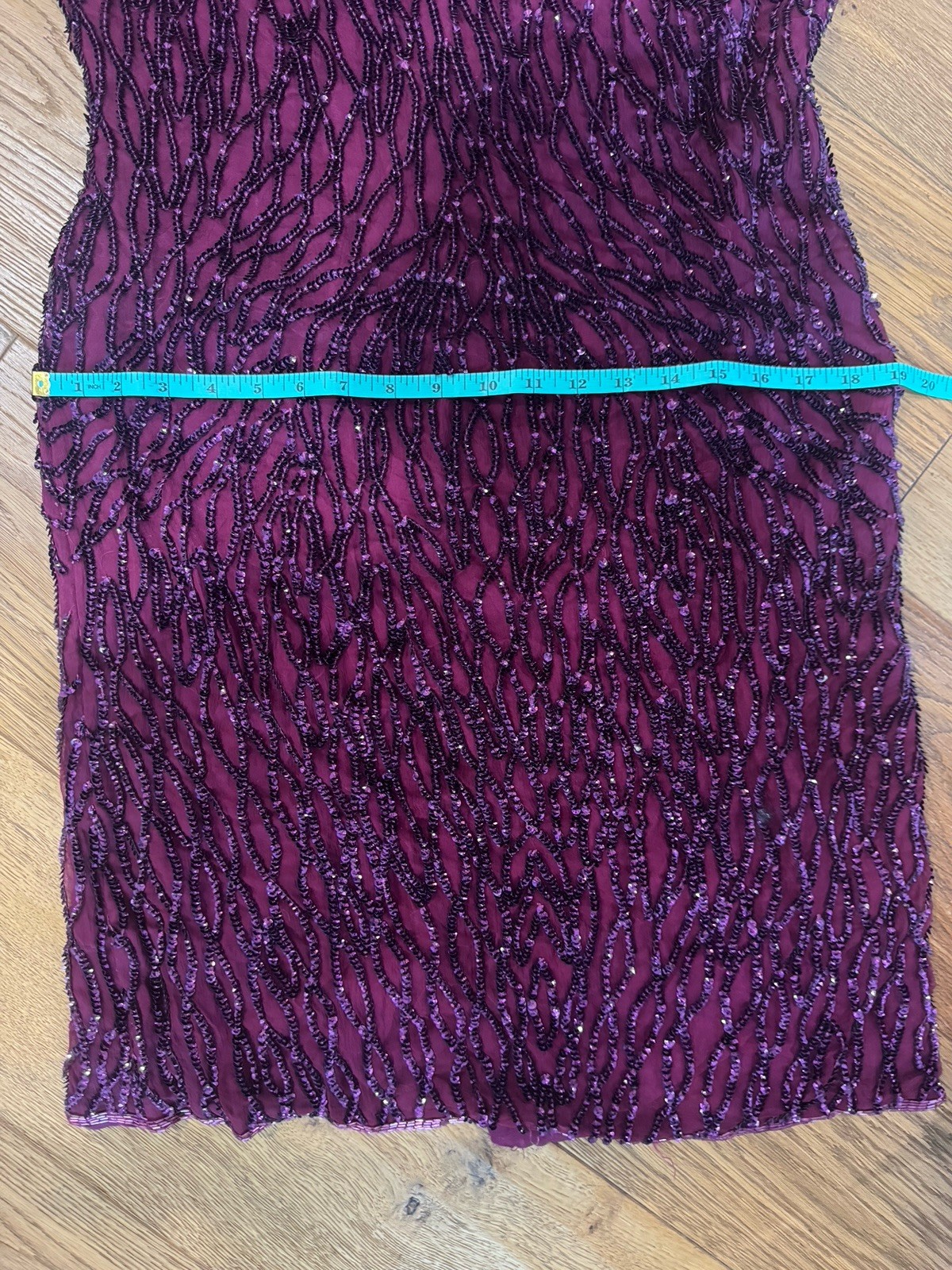 Vintage Sweelo Purple Beaded Sequin Silk Cocktail Shift Mini Dress Wm M 8 / 10