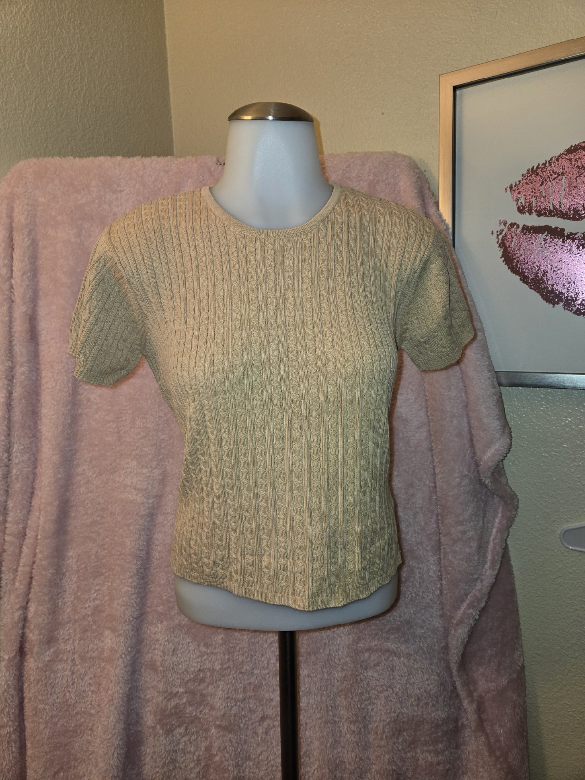 Rena Rowan for Seville Vintage 90s Petite Cable Knit Top 100% Cotton S
