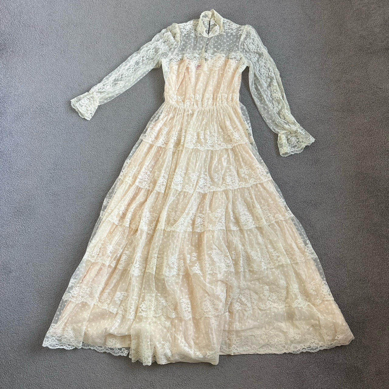 Vintage Sugar By Sugar House Ivory Lace Wedding Dress Prairie Victorian AU 8-10