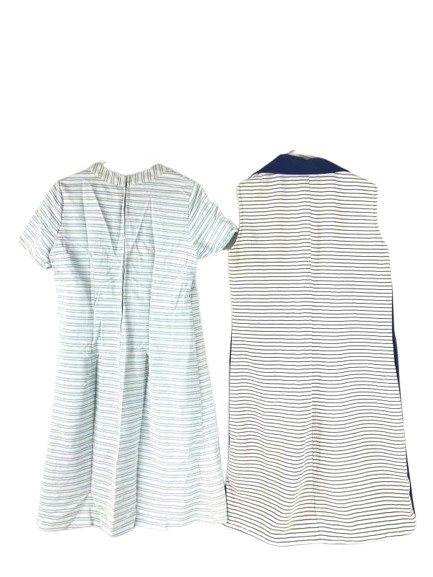 Lot of 2 Vtg 60s Striped Dresses Women’s Sz 12 NPC Fashions Zipper Flaw Blue