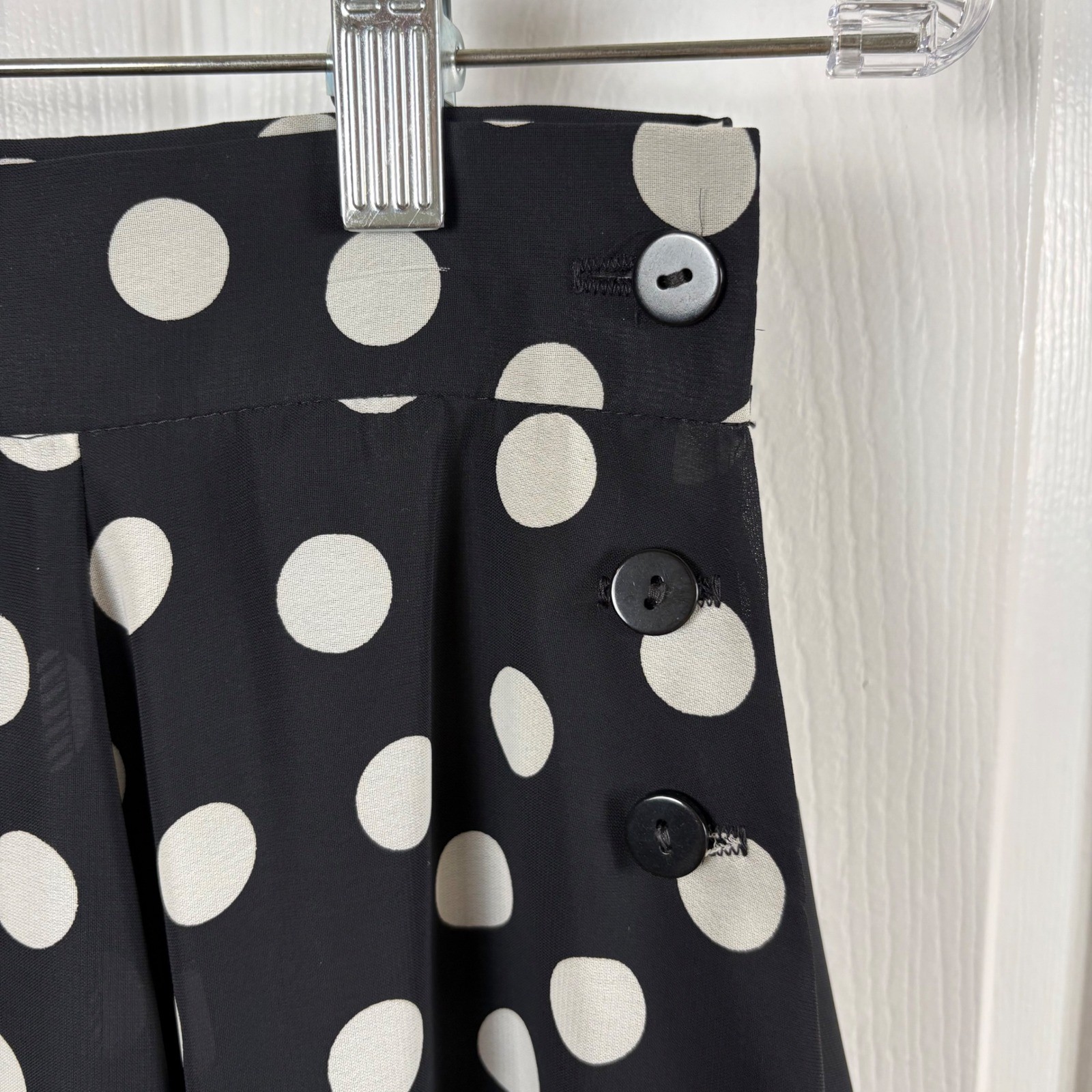 Vtg JH Collectibles Skirt 10 Black White Polka Dot Pleated Midi Rockabilly Pinup