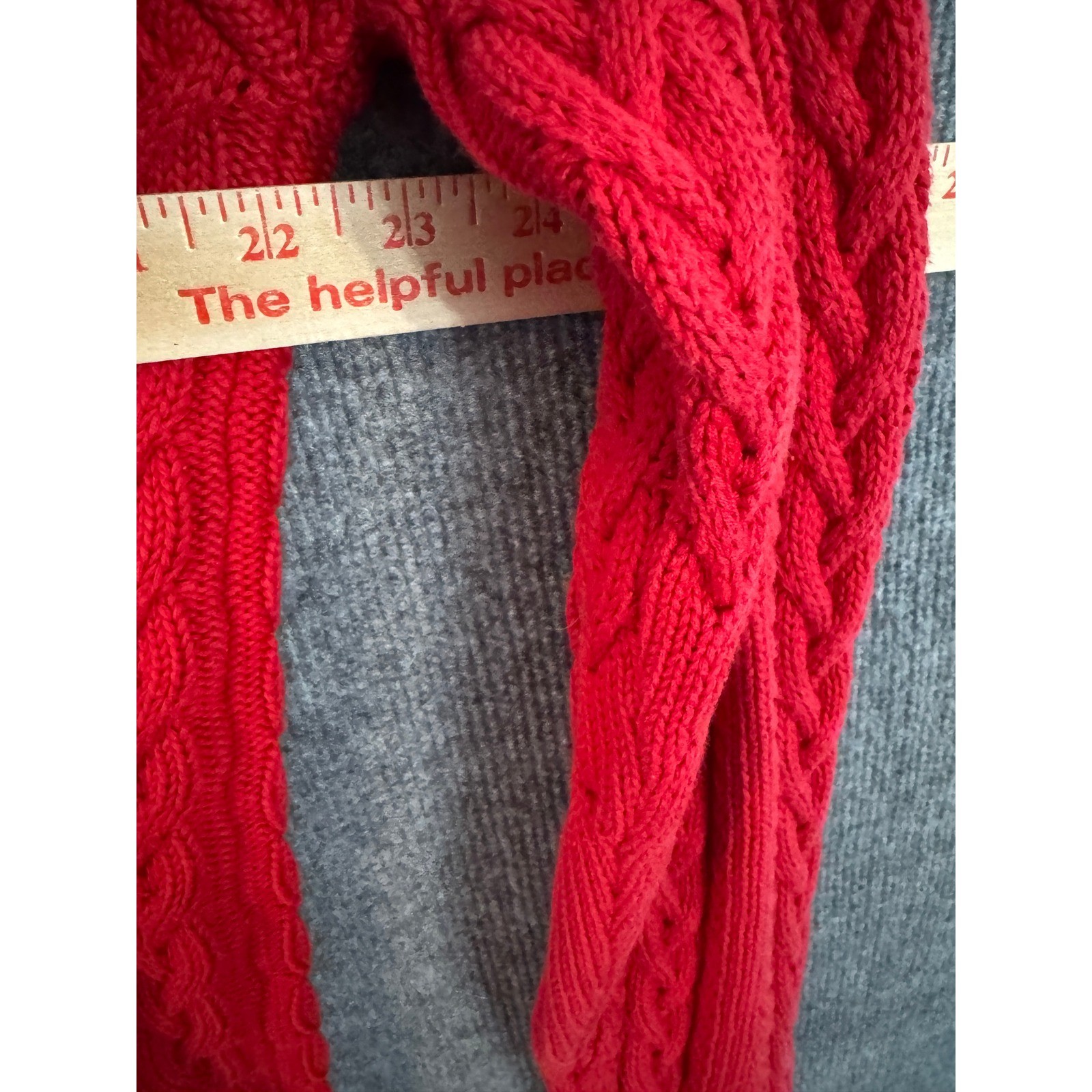 Wainscott Red Cable Knit Turtleneck Sweater 100% Cotton Large Women Vintage