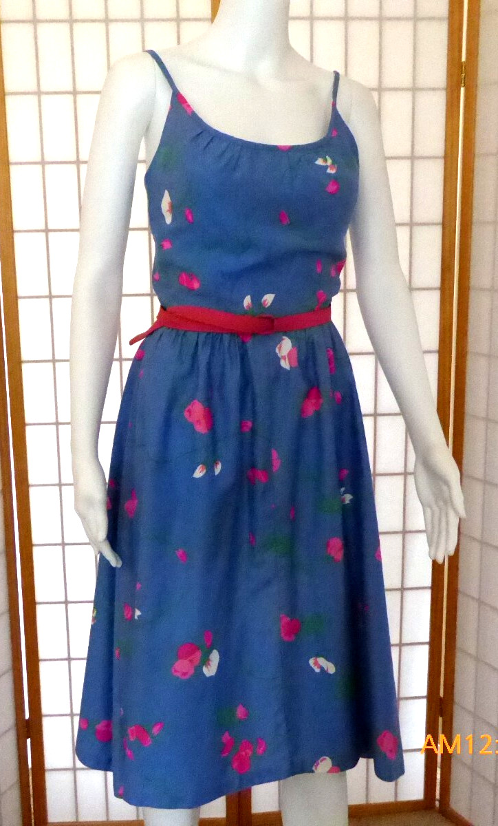 VINTAGE 1970s POLISHED COTTON SPAGHETTI STRAP BRA HAWAIIAN SUNDRESS by MALIA