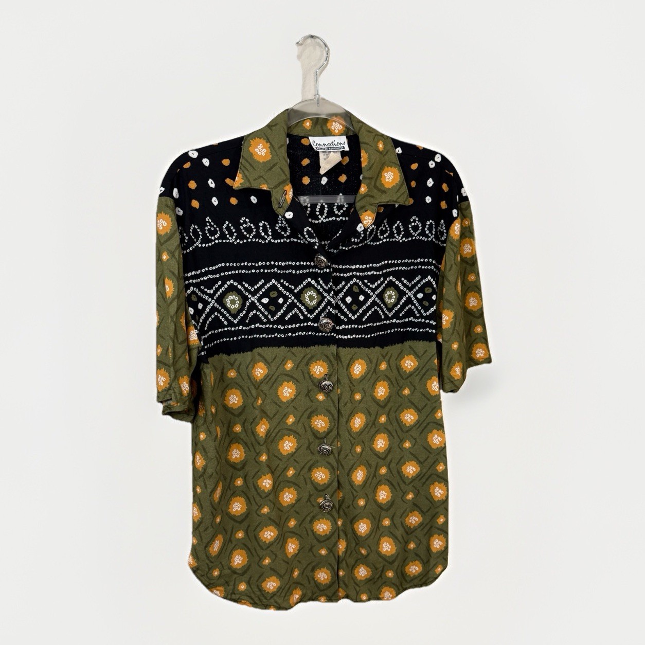 Vintage Connections Geometric Striped Top S Boho Tribal Artsy Cottagecore Medium