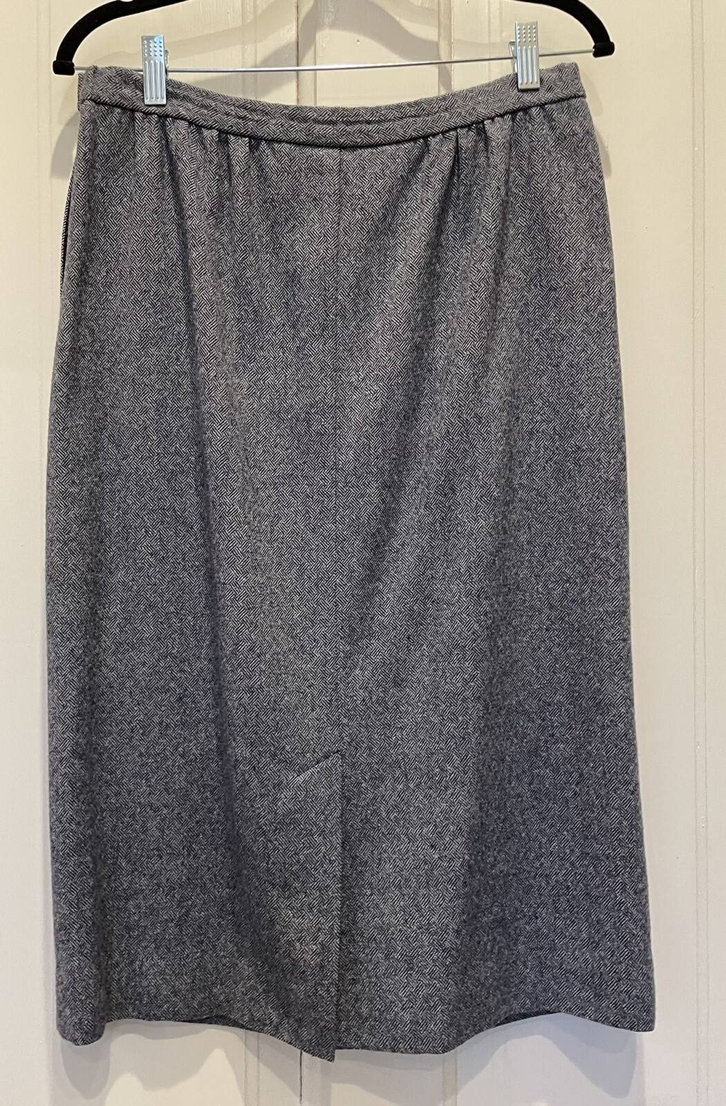 Vtg 80s Pendleton Virgin Wool Straight Pencil Skirt Navy Academia Geek 30-31” W