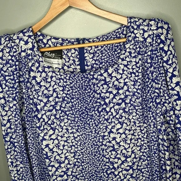 Chez California Designed by Tandy 1970’s Vintage Polka Dot Bow Print Dress 16W