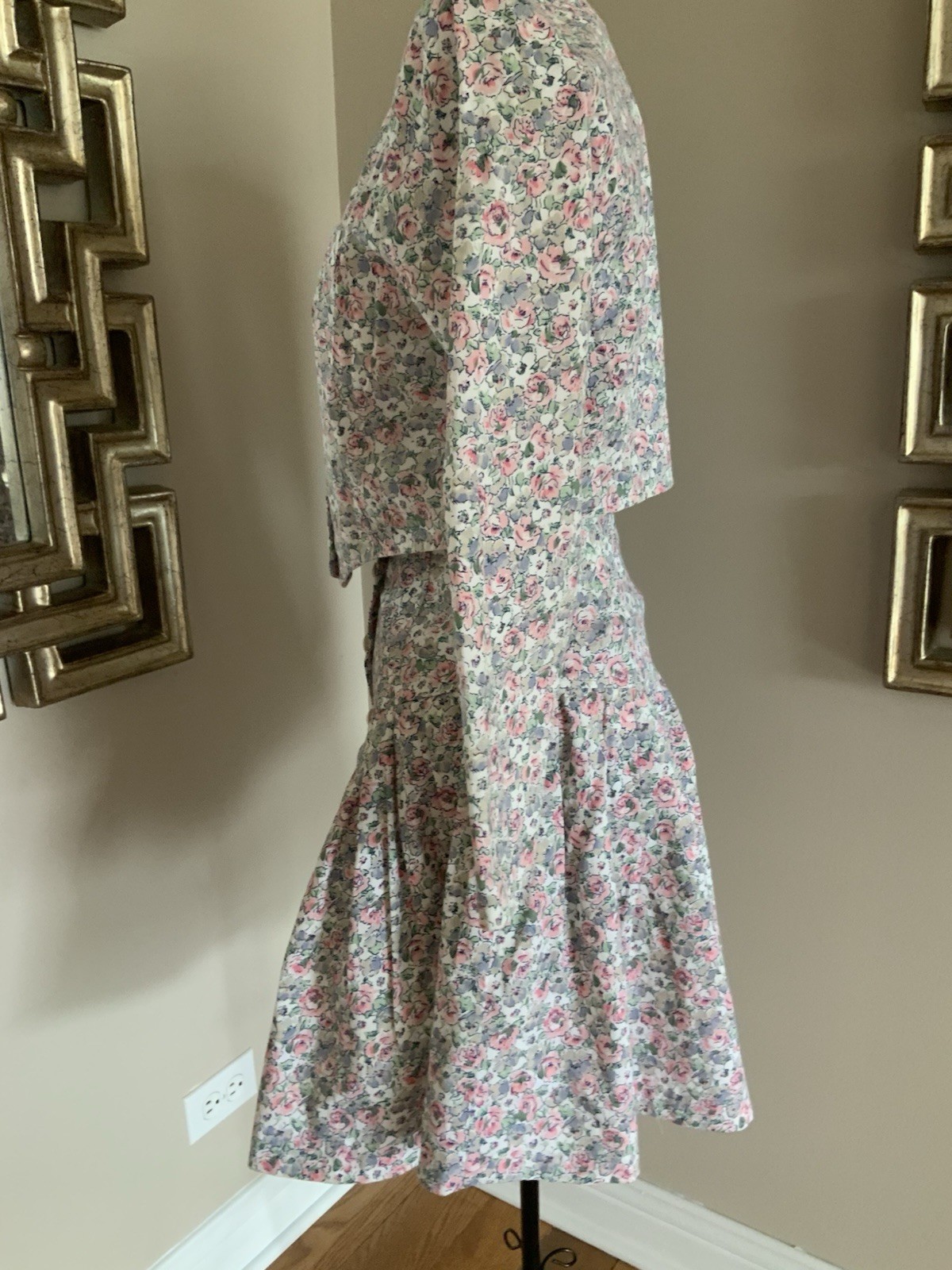 VTG 80s Benson & Smith Two Piece Blazer Skirt Set Floral Print Womens Size 5
