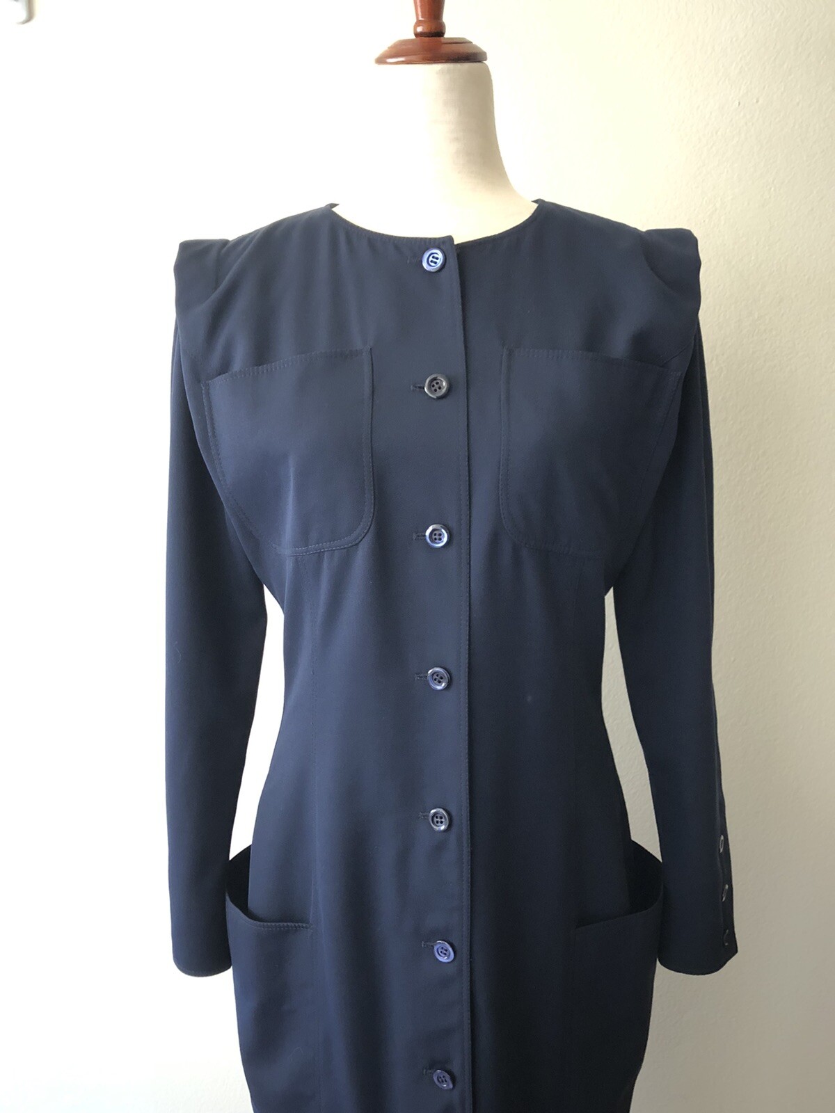 Vintage ’80s Emanuel Ungaro Parallele Avant Garde Midi Dress Shift Pockets Large