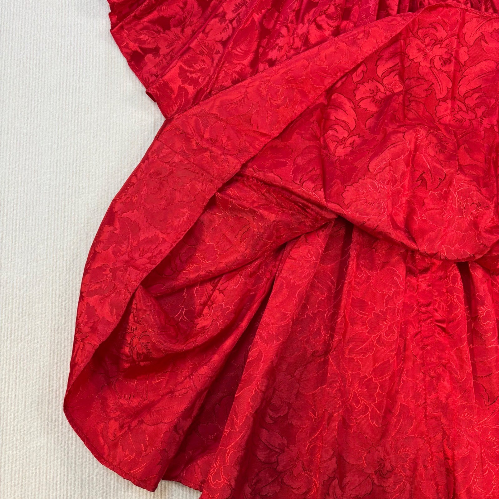 Vintage Red Floral Jacquard Off Shoulder Basque Waist Goth Renaissance Dress