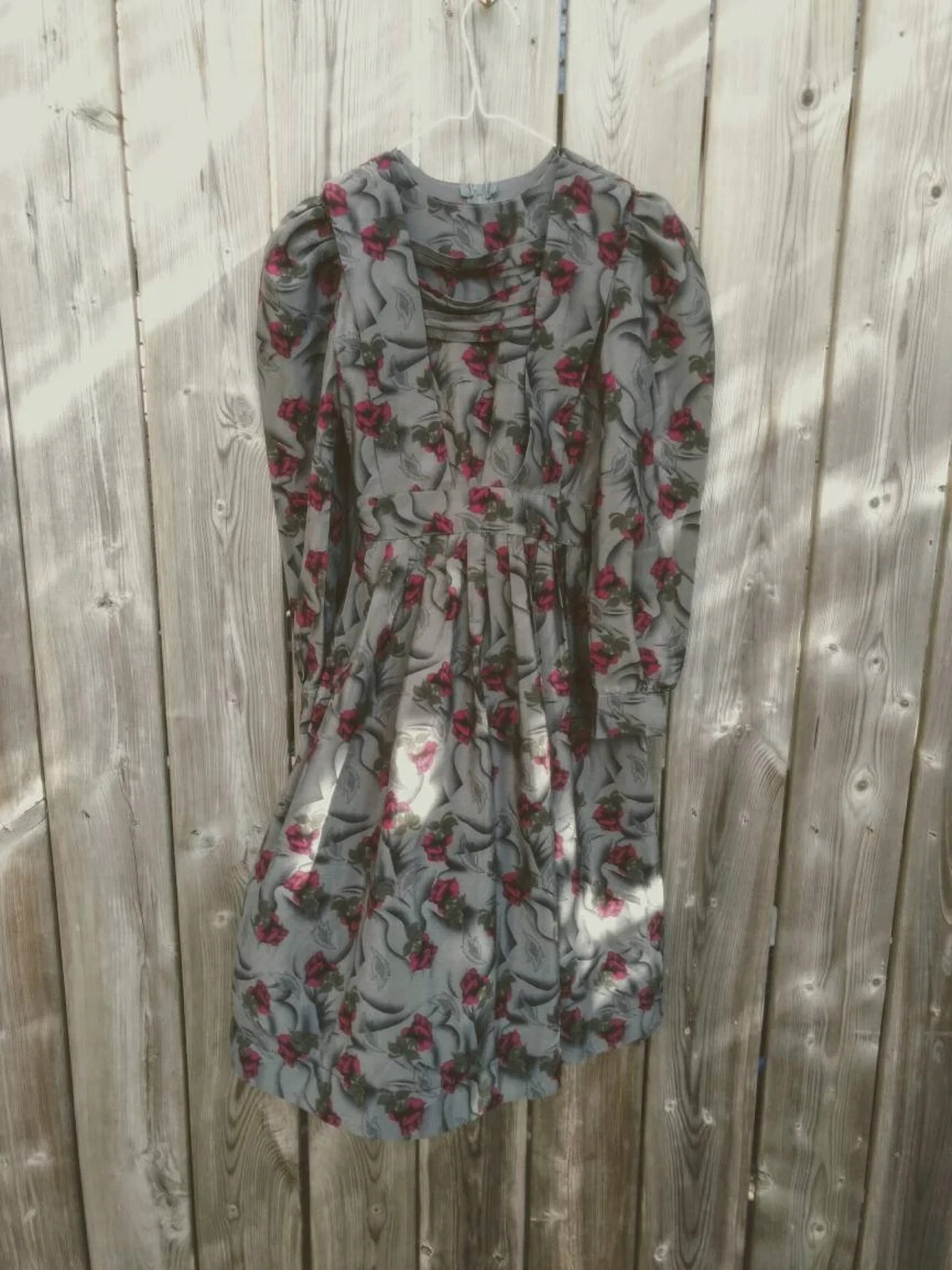 Amish Mennonite Dress Old Colony Girl Women XS 28″B 22″W Gray Pink Purple Rose