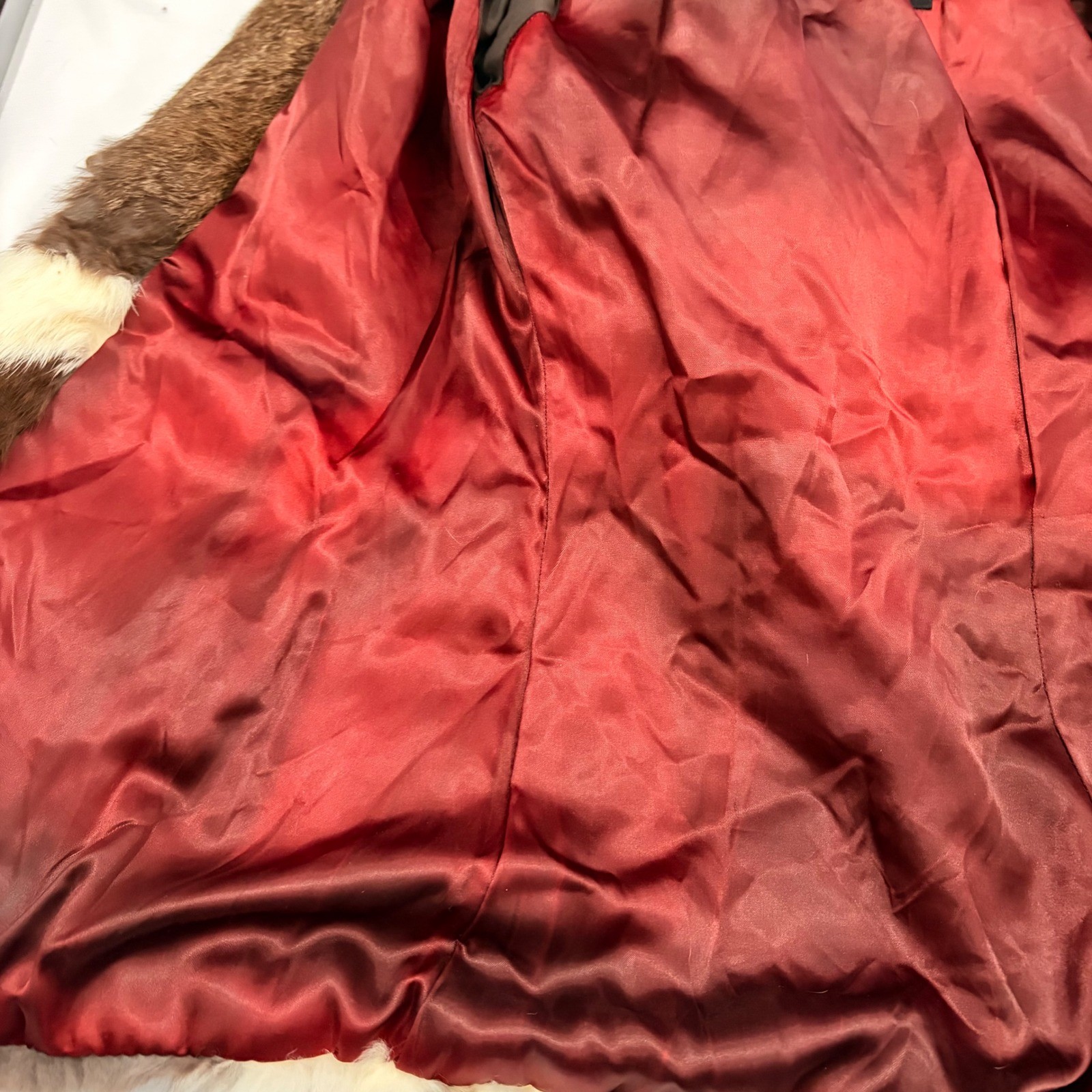 Vintage Natural Rabbit Fur patchwork coat with loop closure on front and pockets