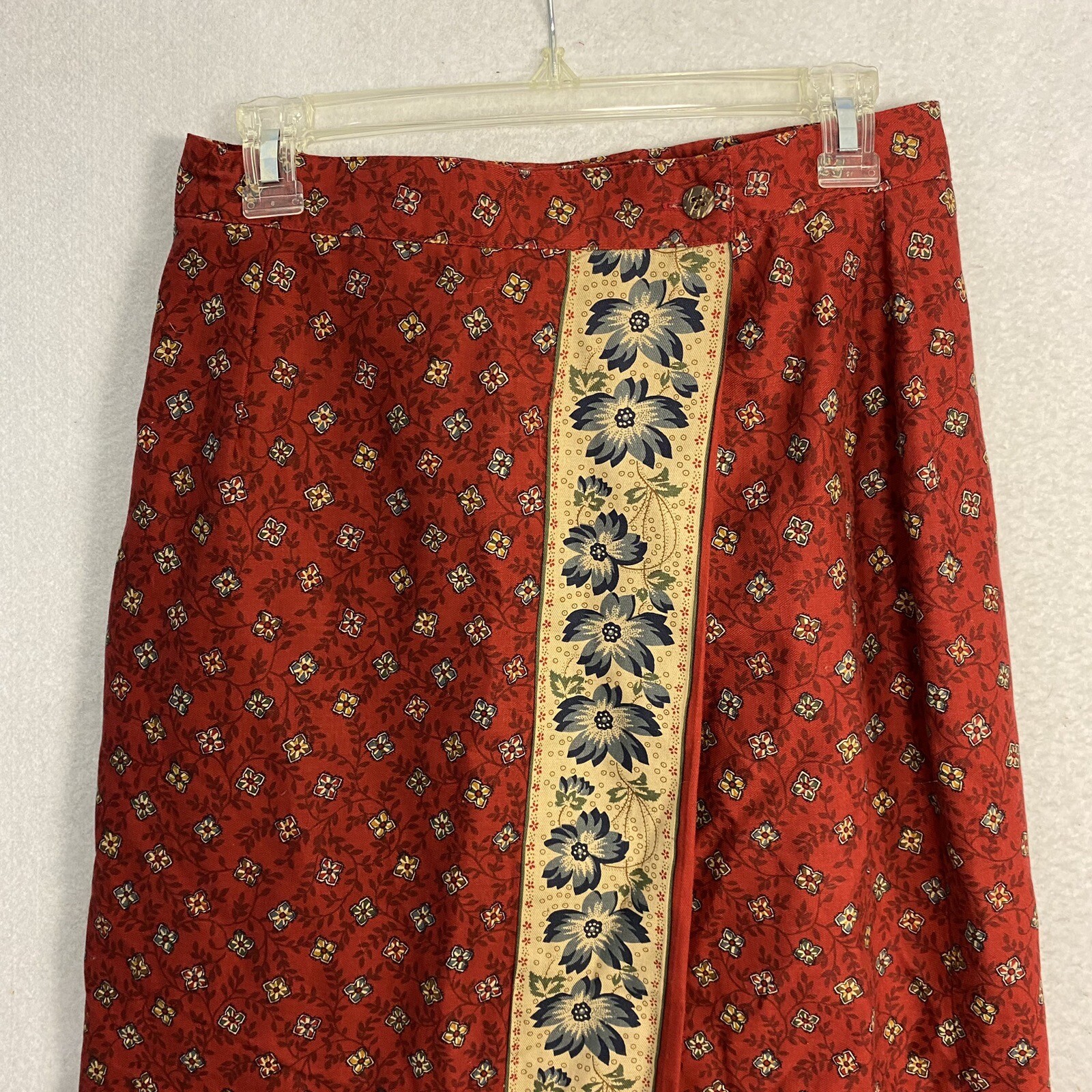 VTG Cottagecore Floral Wrap Skirt Maxi Straight Size 12 Eagles Eye 90s 28