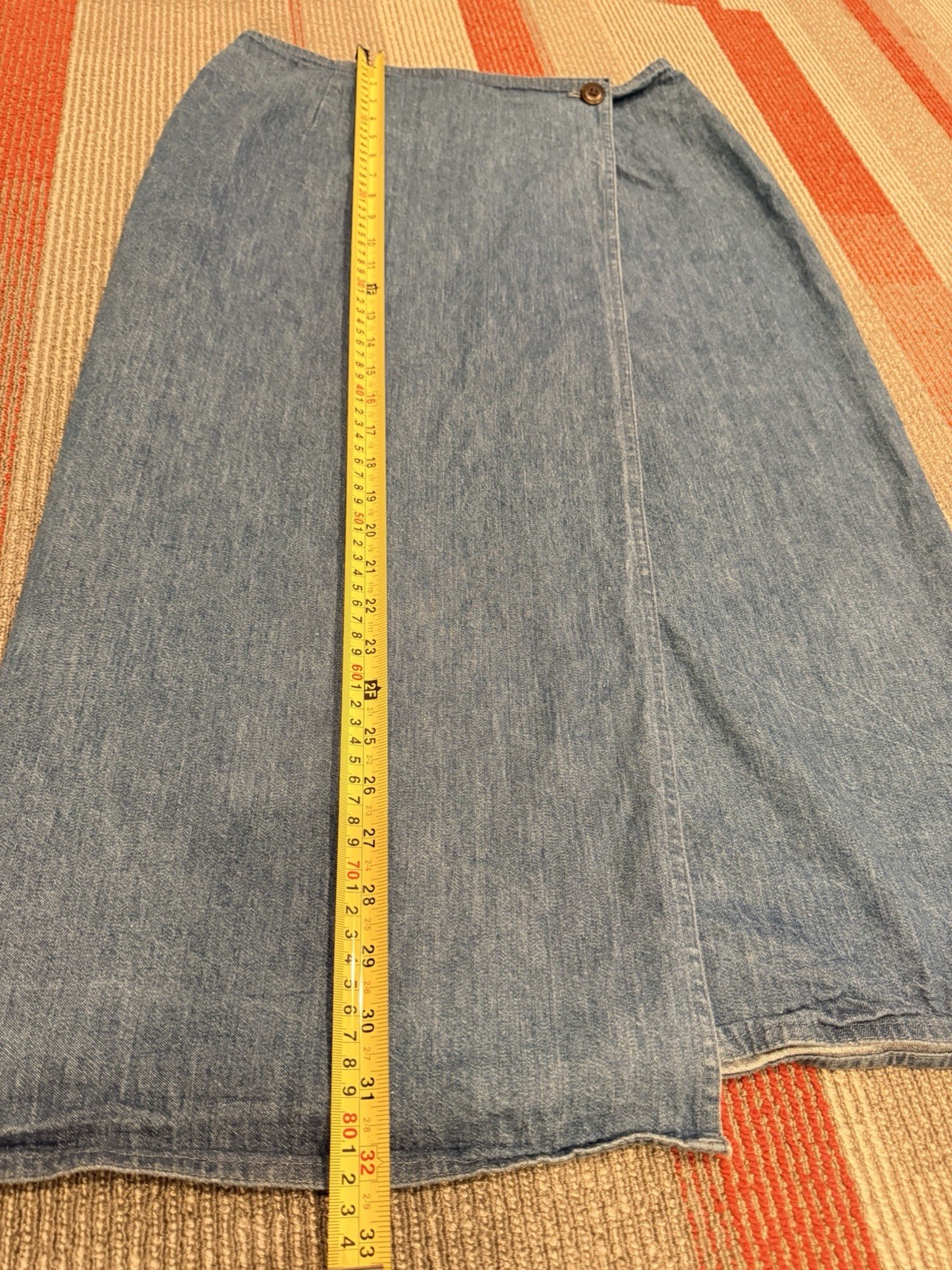 Ralph Lauren Country Denim WrapFront Midi Skirt Vintage 1980 100% Cotton Size 12