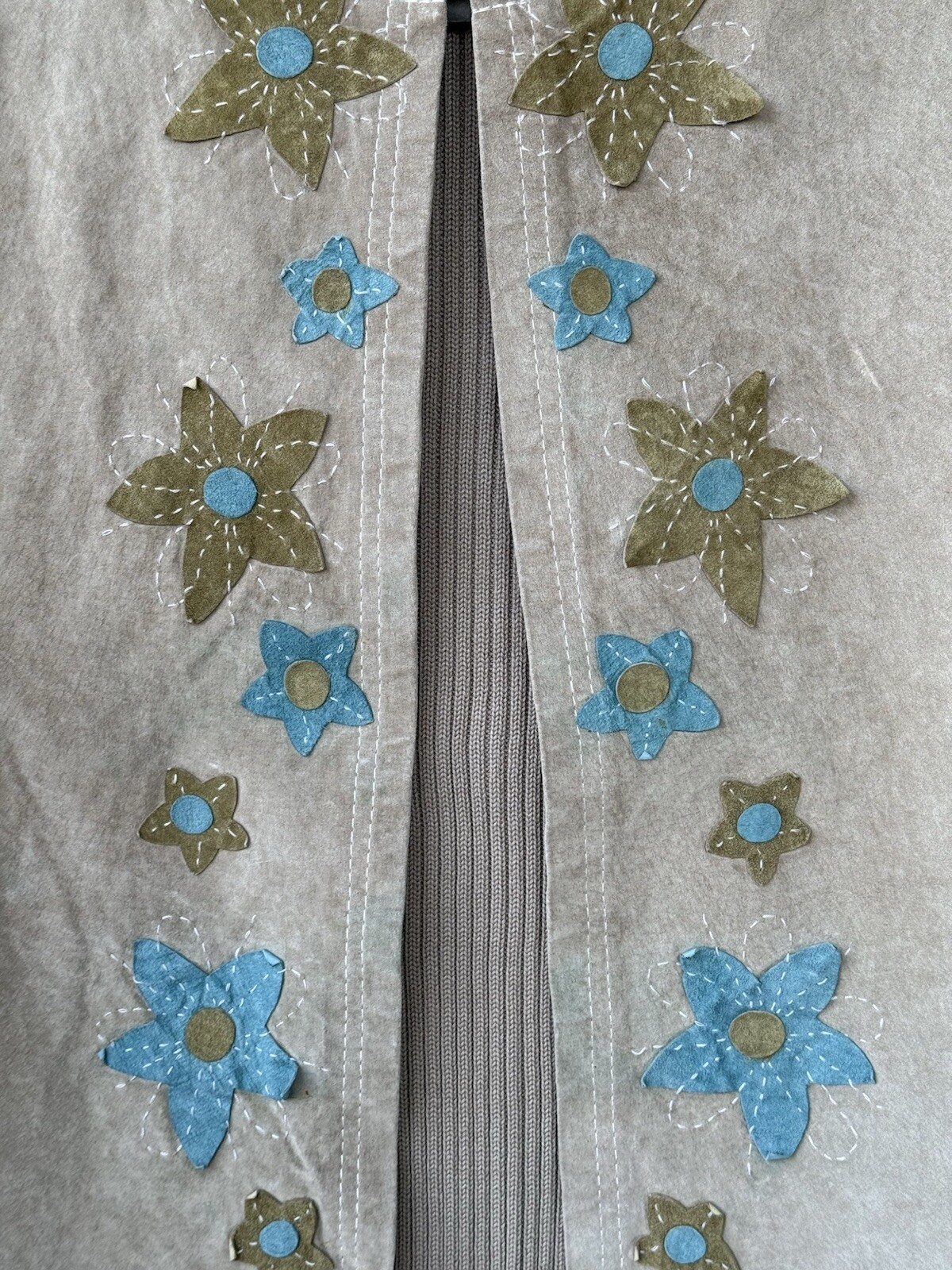 Vintage Suede Vest Request Kathy Levine Floral Embroidered Hippie 90s Festival L