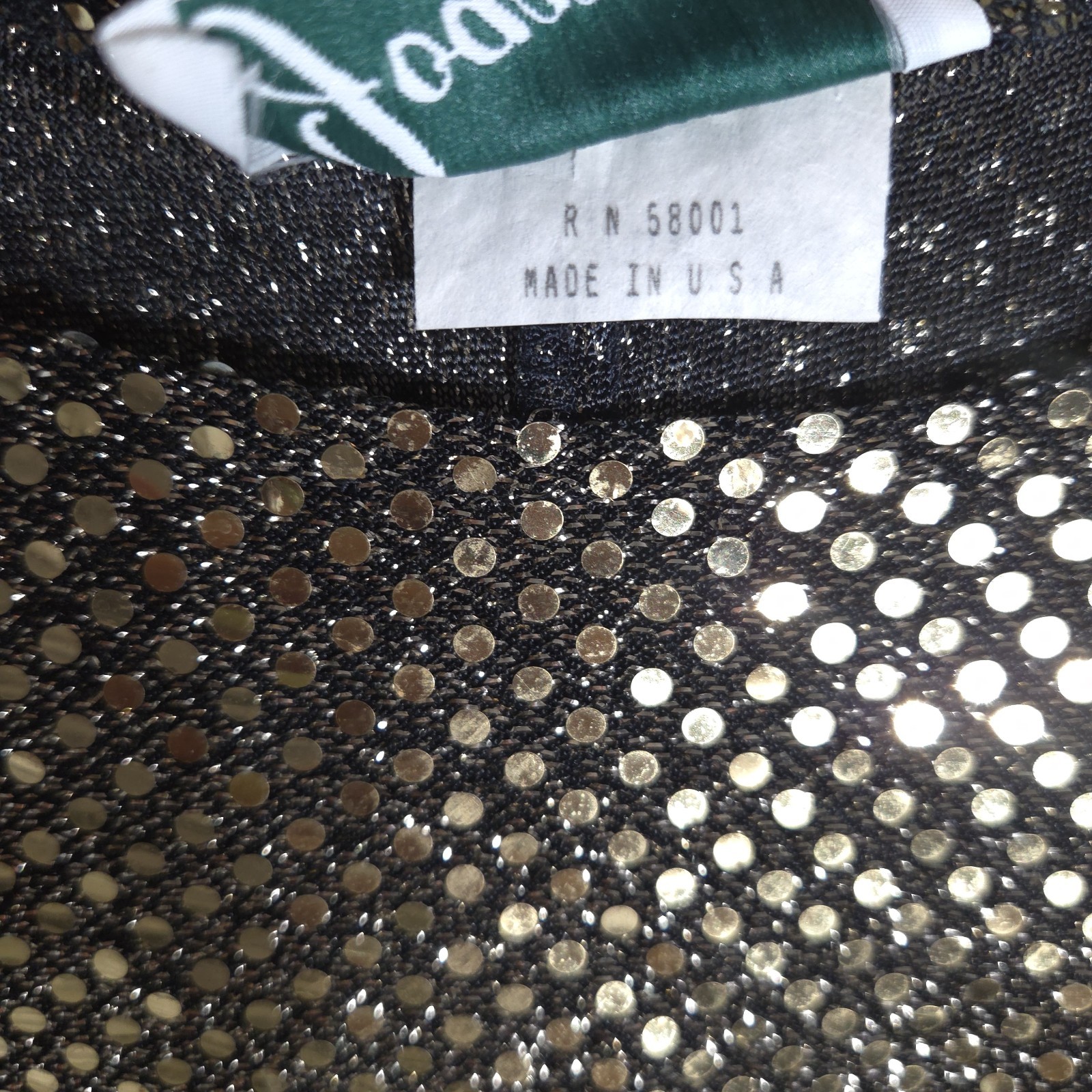Vintage Joanna Sequin Sparkle Golden Top USA Size L Dolman Sleeves