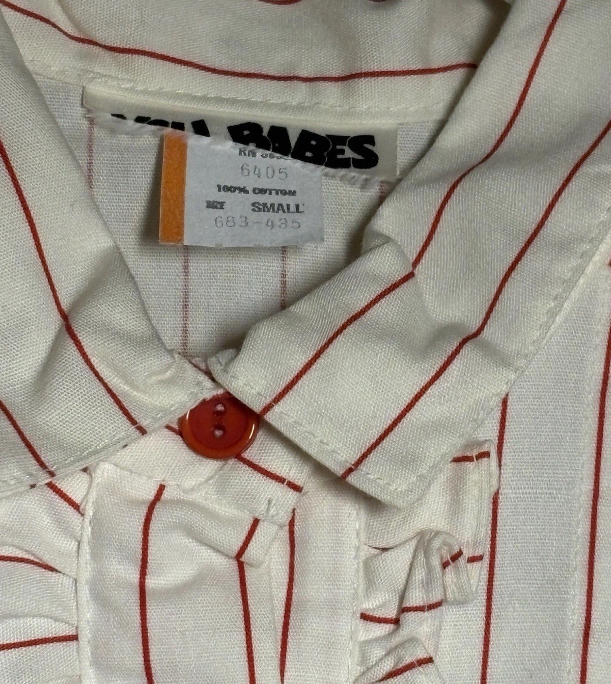 Vintage YOU BABES Striped Red White Long Sleeve Ruffle Trim Size Small New