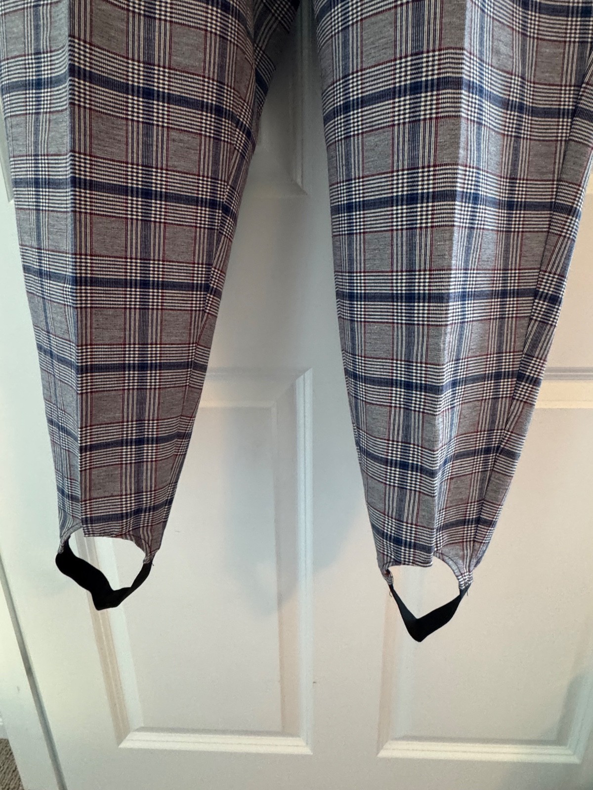 Vintage High-Waist COUNTERPARTS Blue/Gray Red Plaid Stirrup Pants 16W Pockets